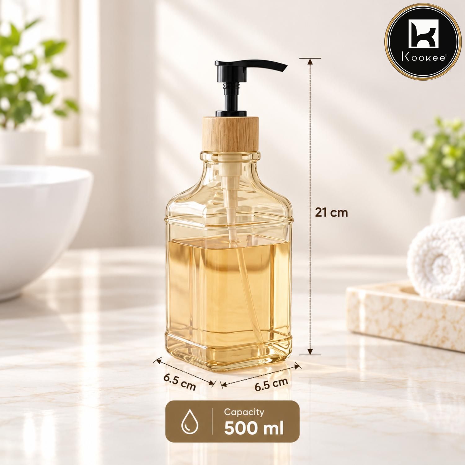 Glass Liquid Soap Dispenser for Bathroom, Set of 1