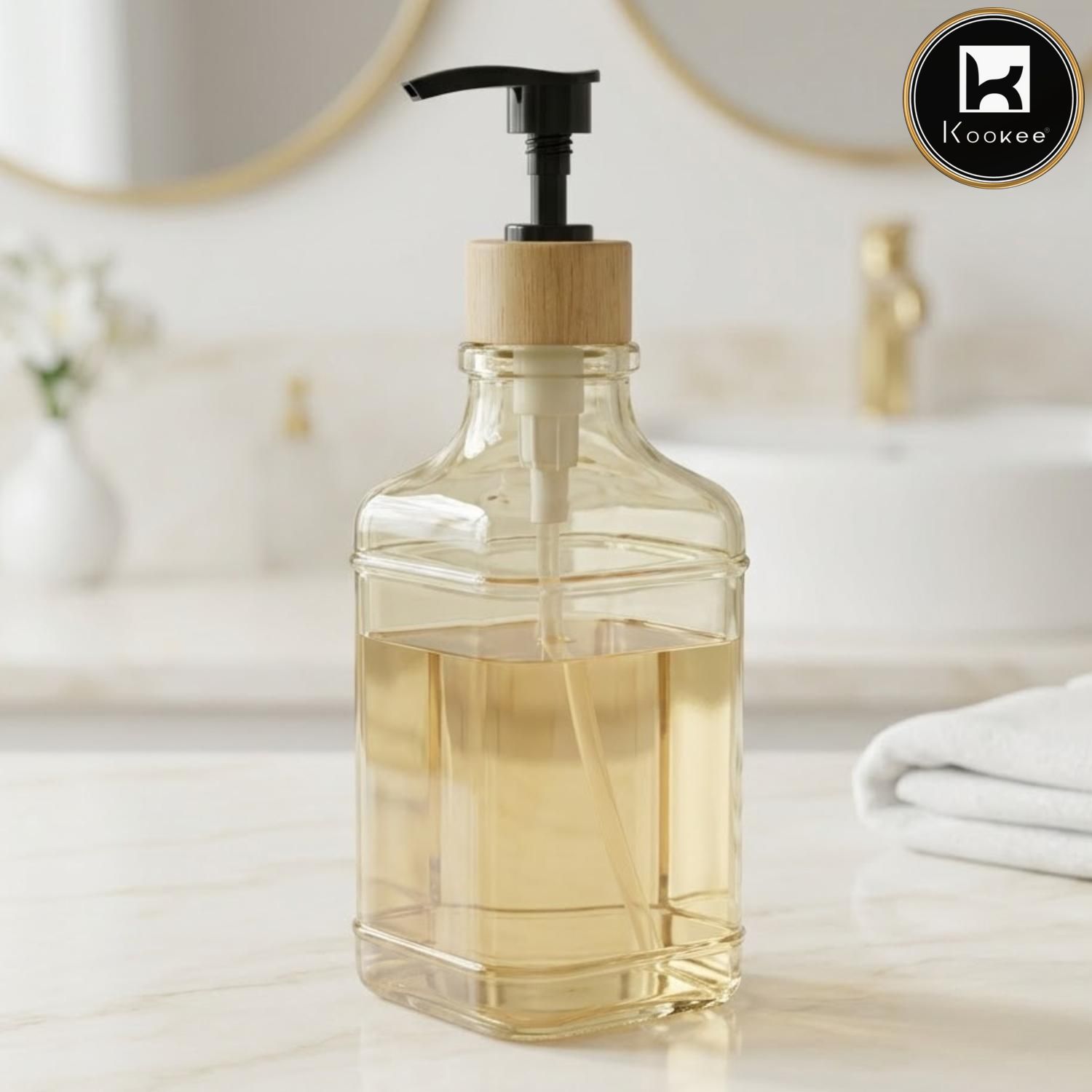 Glass Liquid Soap Dispenser for Bathroom, Set of 1