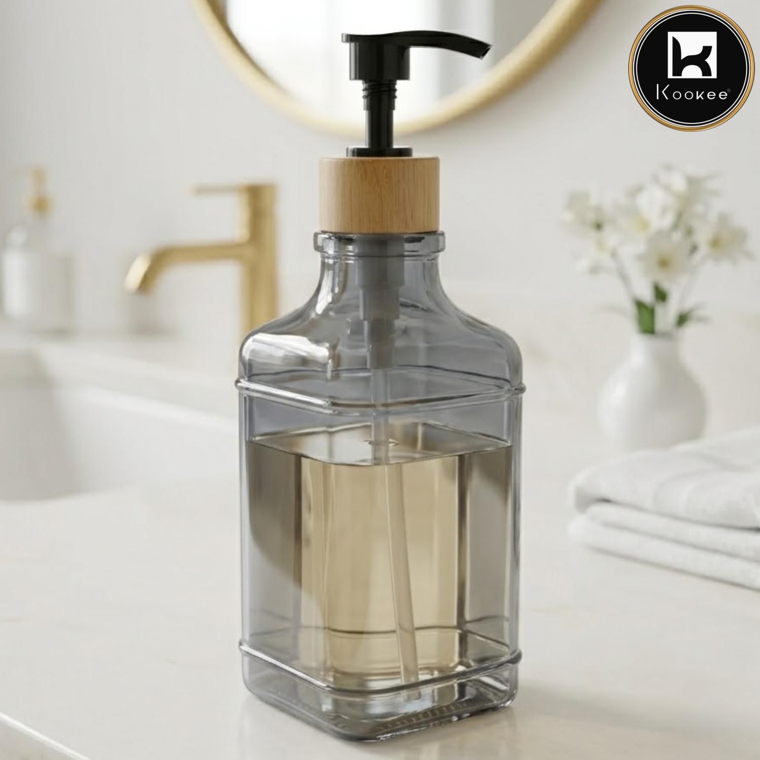 Glass Liquid Soap Dispenser for Bathroom, Set of 1
