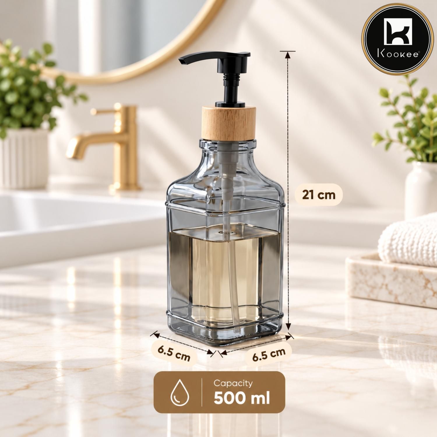 Glass Liquid Soap Dispenser for Bathroom, Set of 1