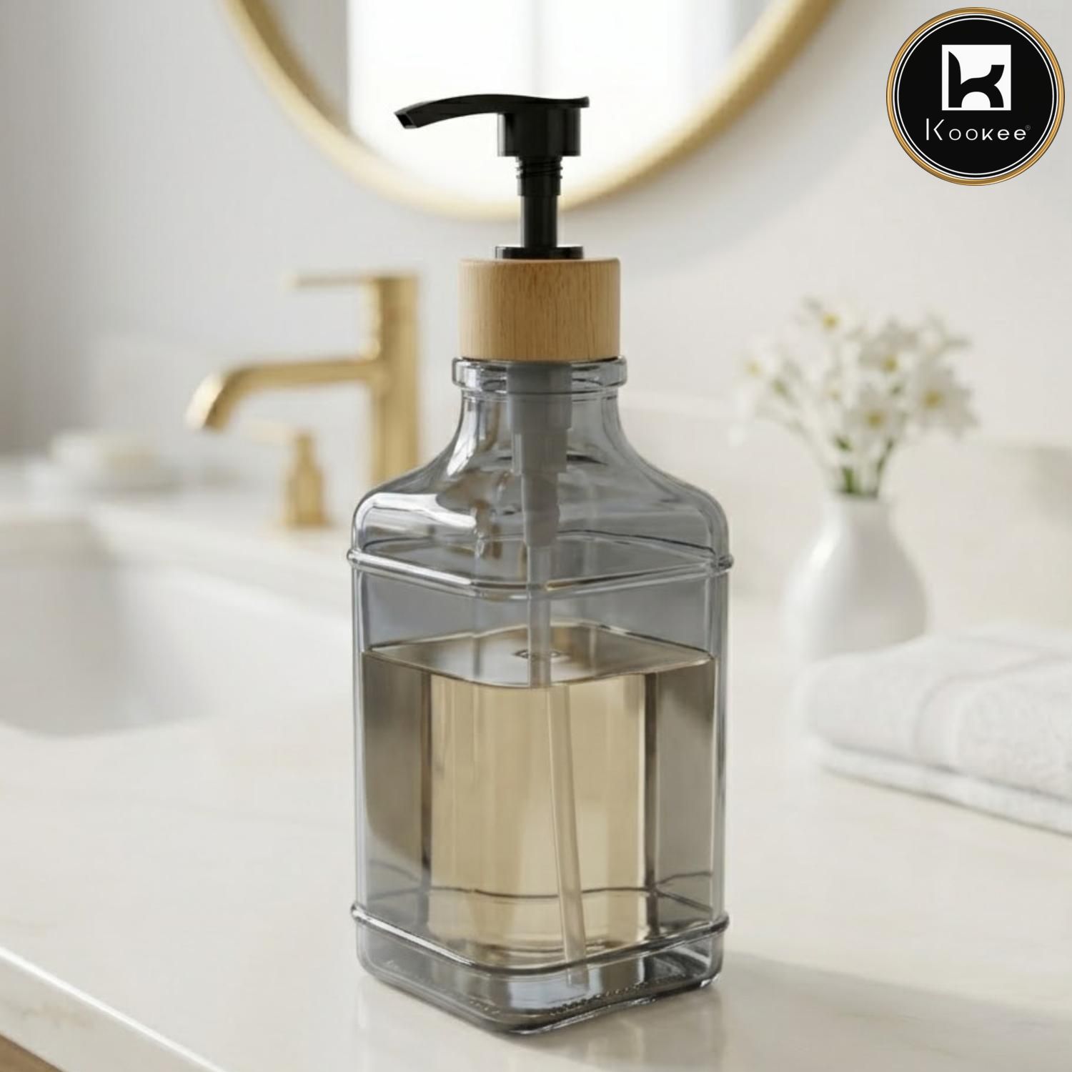 Glass Liquid Soap Dispenser for Bathroom, Set of 1