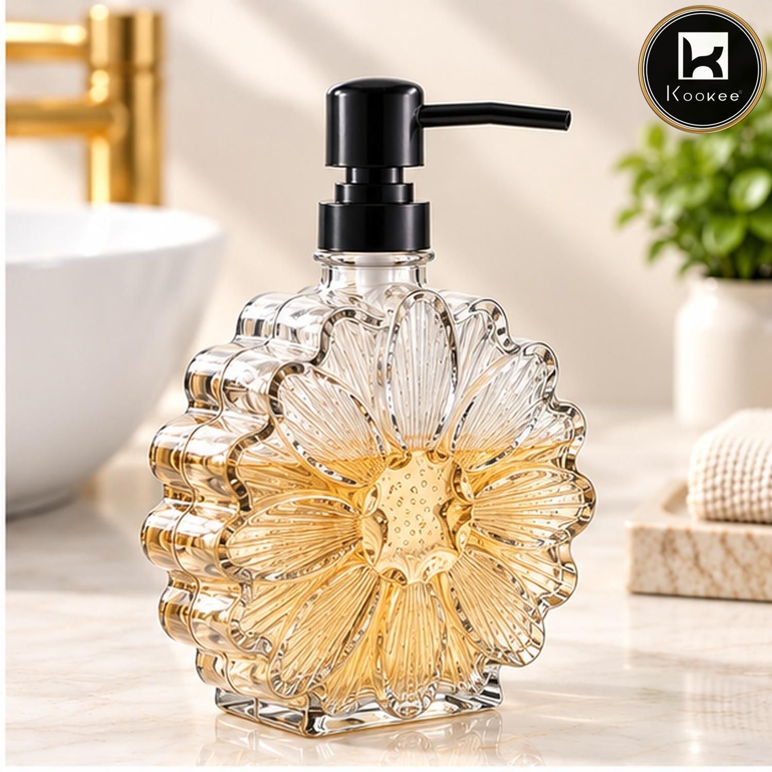 Glass Liquid Soap Dispenser for Bathroom, Set of 1