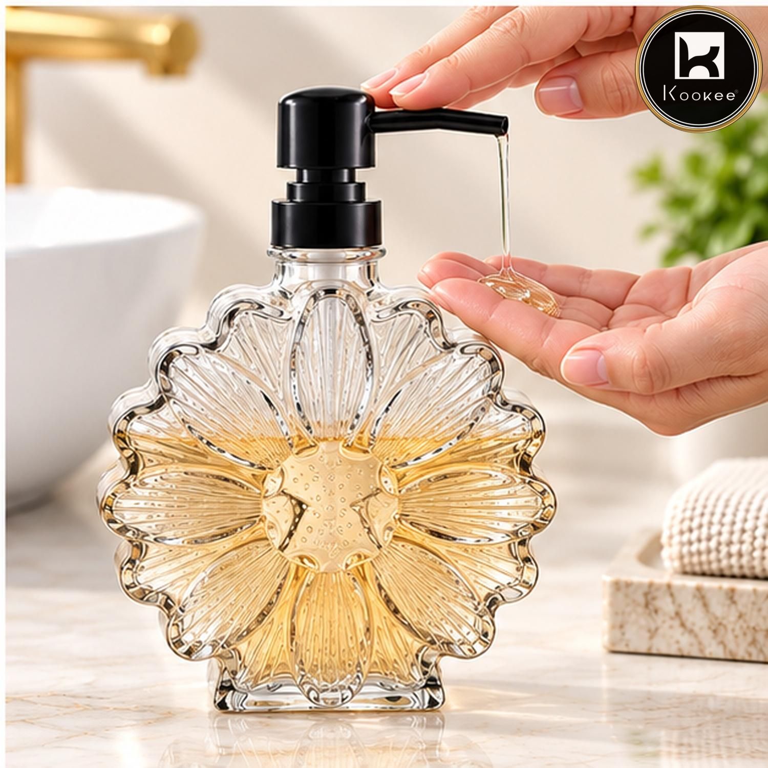 Glass Liquid Soap Dispenser for Bathroom, Set of 1