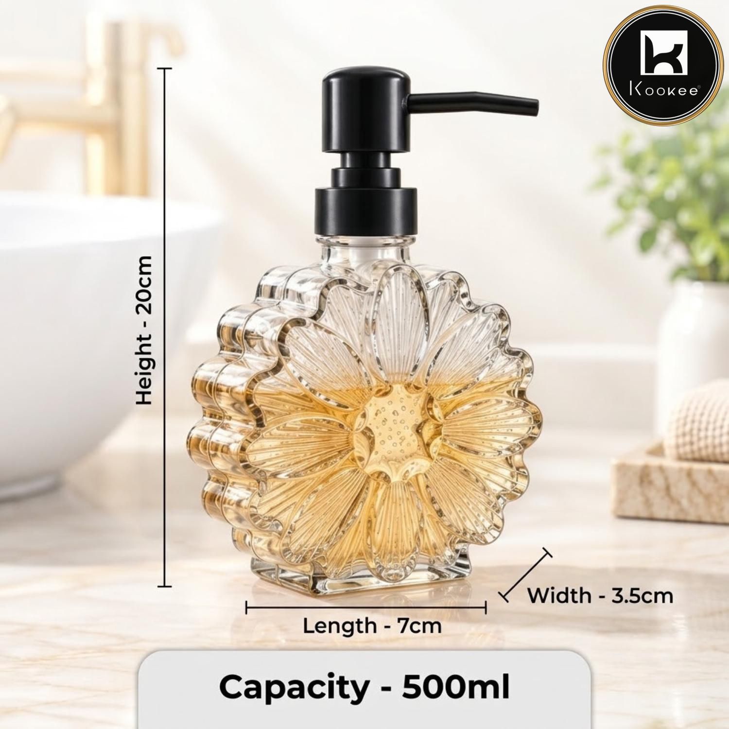 Glass Liquid Soap Dispenser for Bathroom, Set of 1