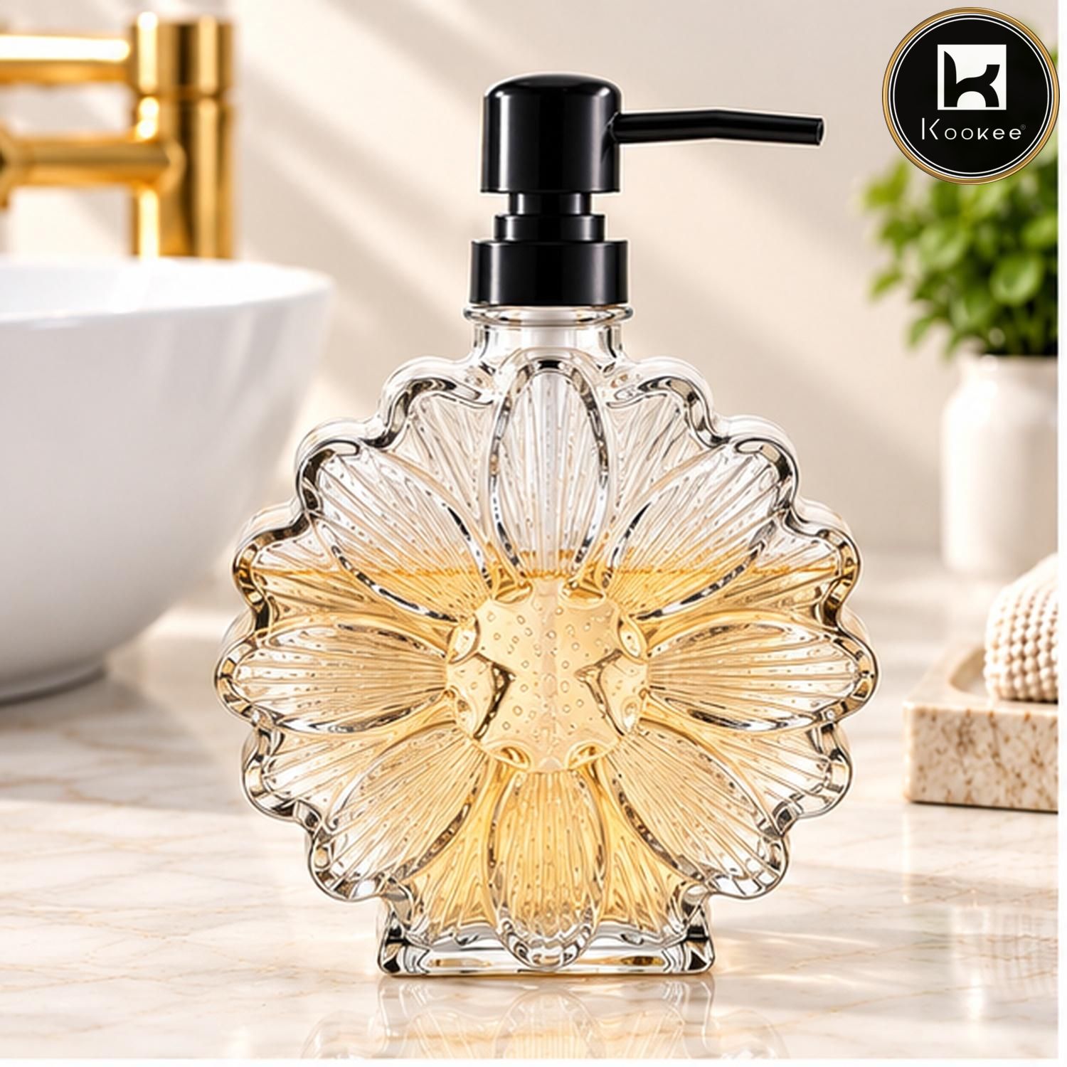 Glass Liquid Soap Dispenser for Bathroom, Set of 1