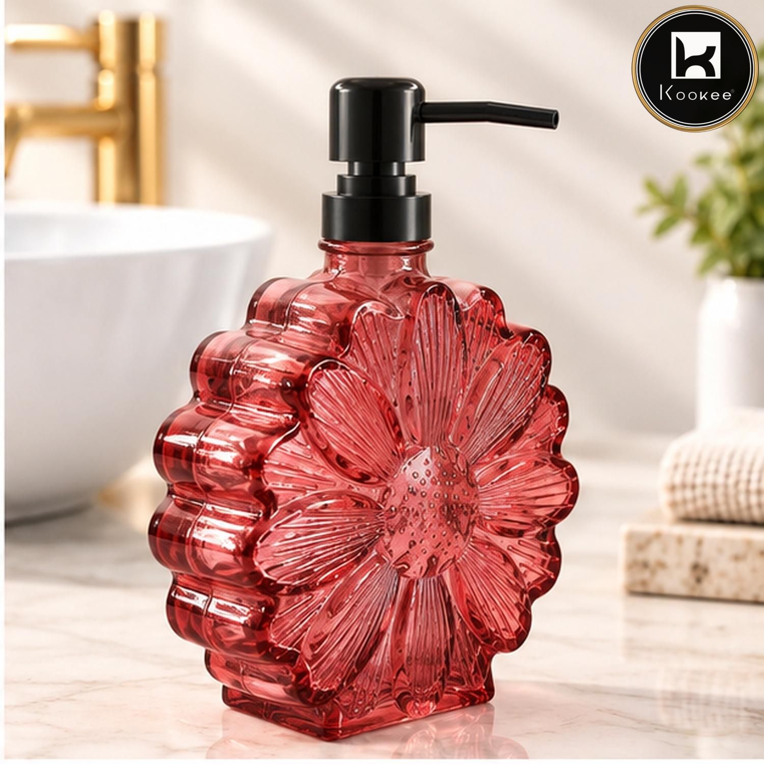 Glass Liquid Soap Dispenser for Bathroom, Set of 1