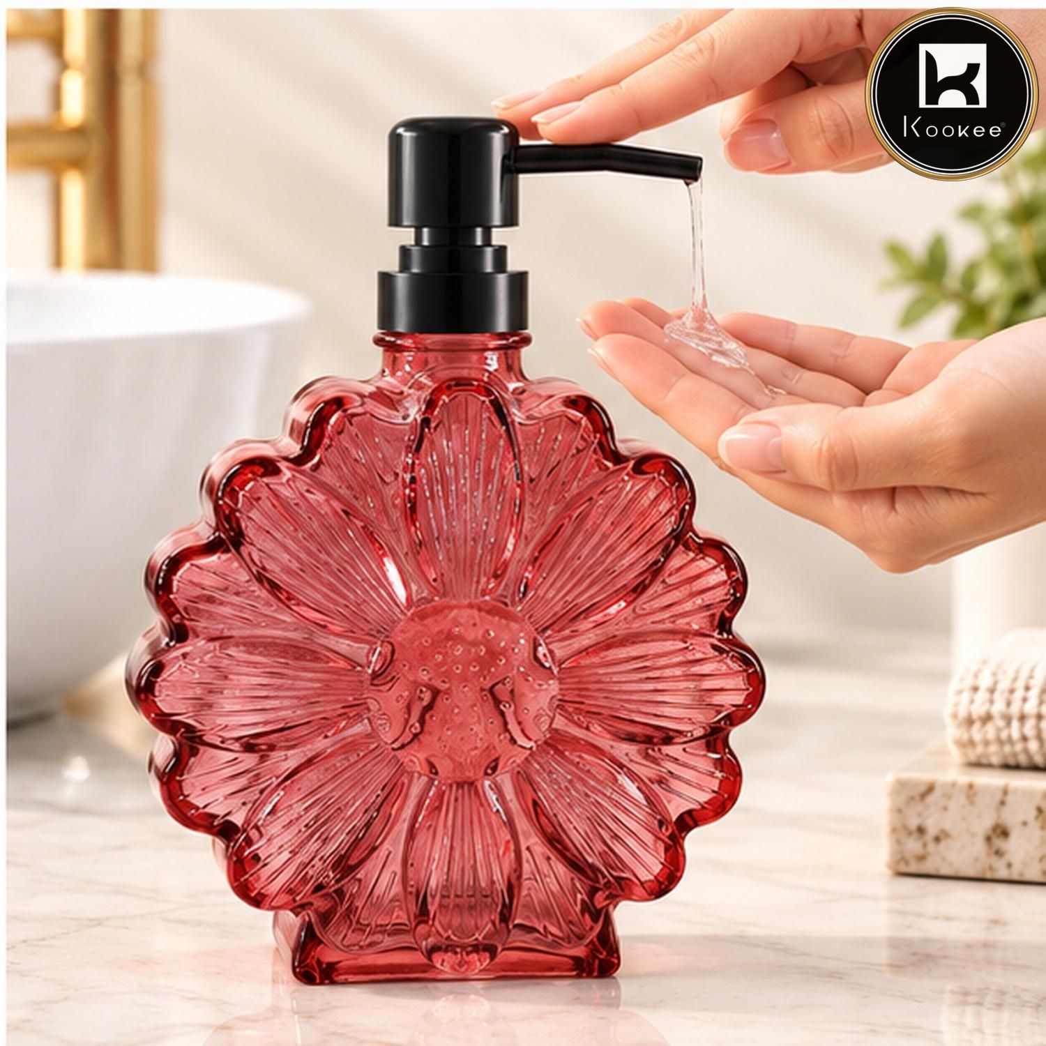 Glass Liquid Soap Dispenser for Bathroom, Set of 1