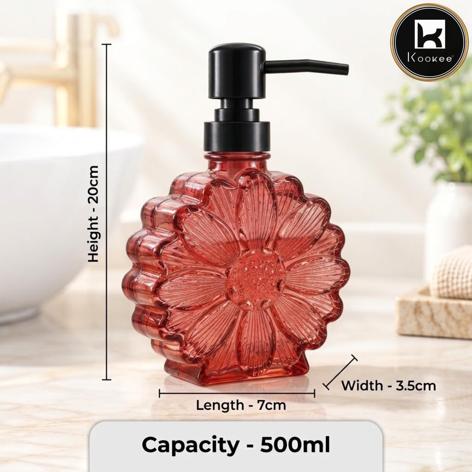 Glass Liquid Soap Dispenser for Bathroom, Set of 1