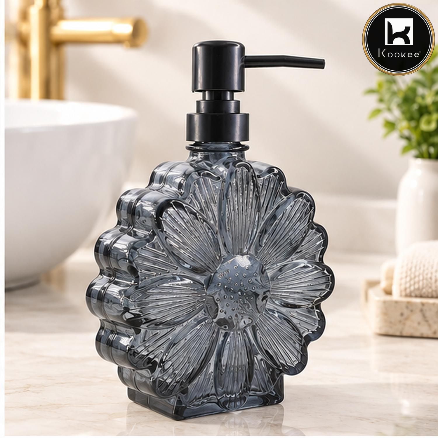 Glass Liquid Soap Dispenser for Bathroom, Set of 1
