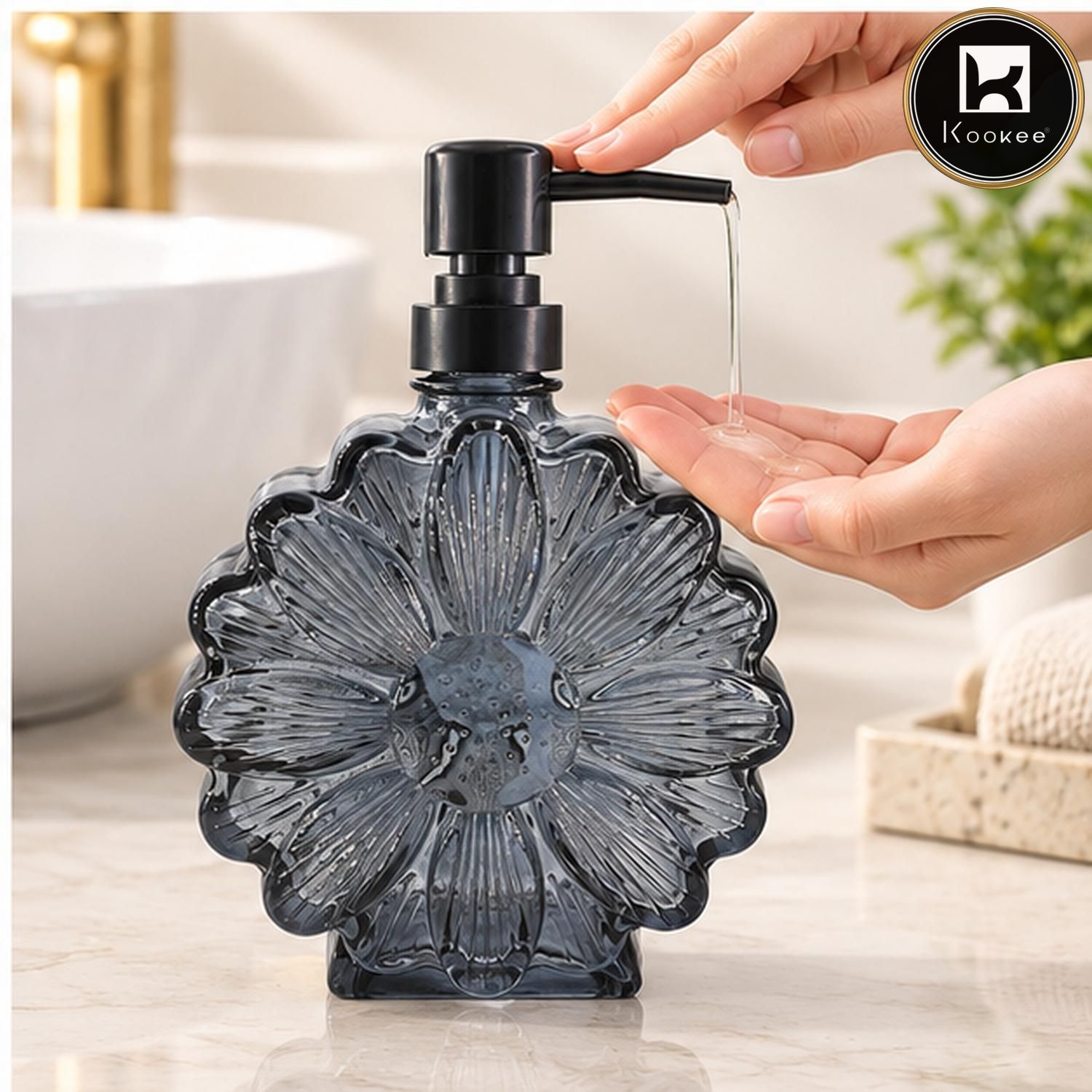 Glass Liquid Soap Dispenser for Bathroom, Set of 1