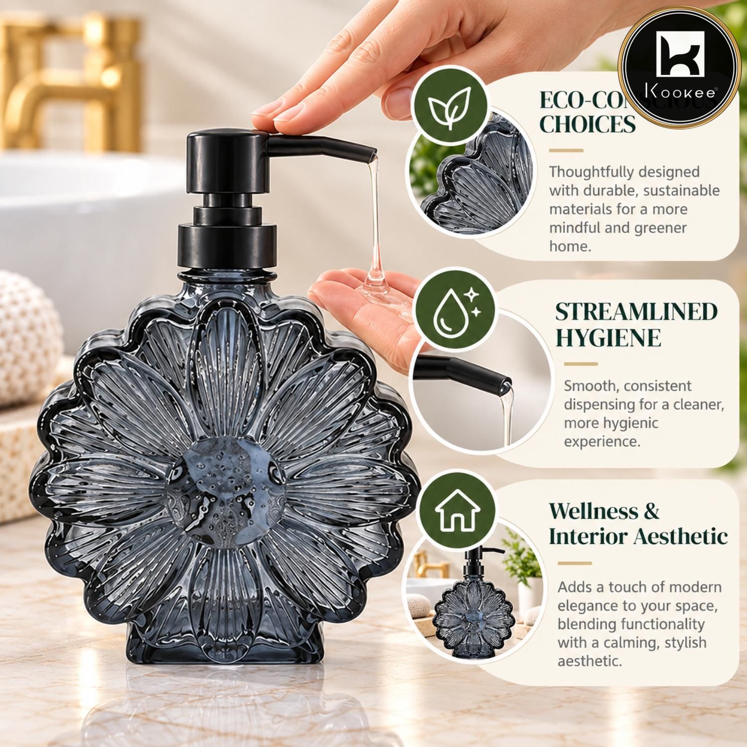 Glass Liquid Soap Dispenser for Bathroom, Set of 1