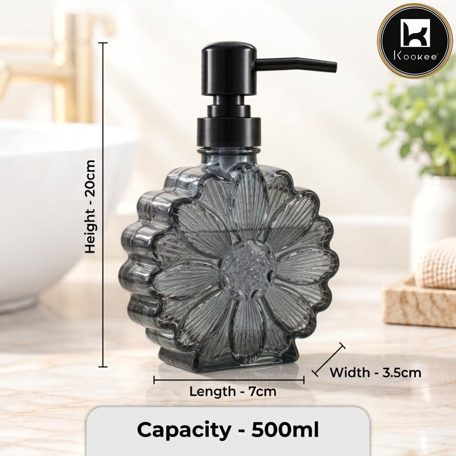 Glass Liquid Soap Dispenser for Bathroom, Set of 1