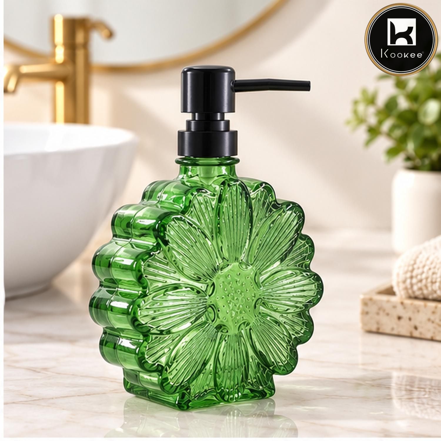 Glass Liquid Soap Dispenser for Bathroom, Set of 1