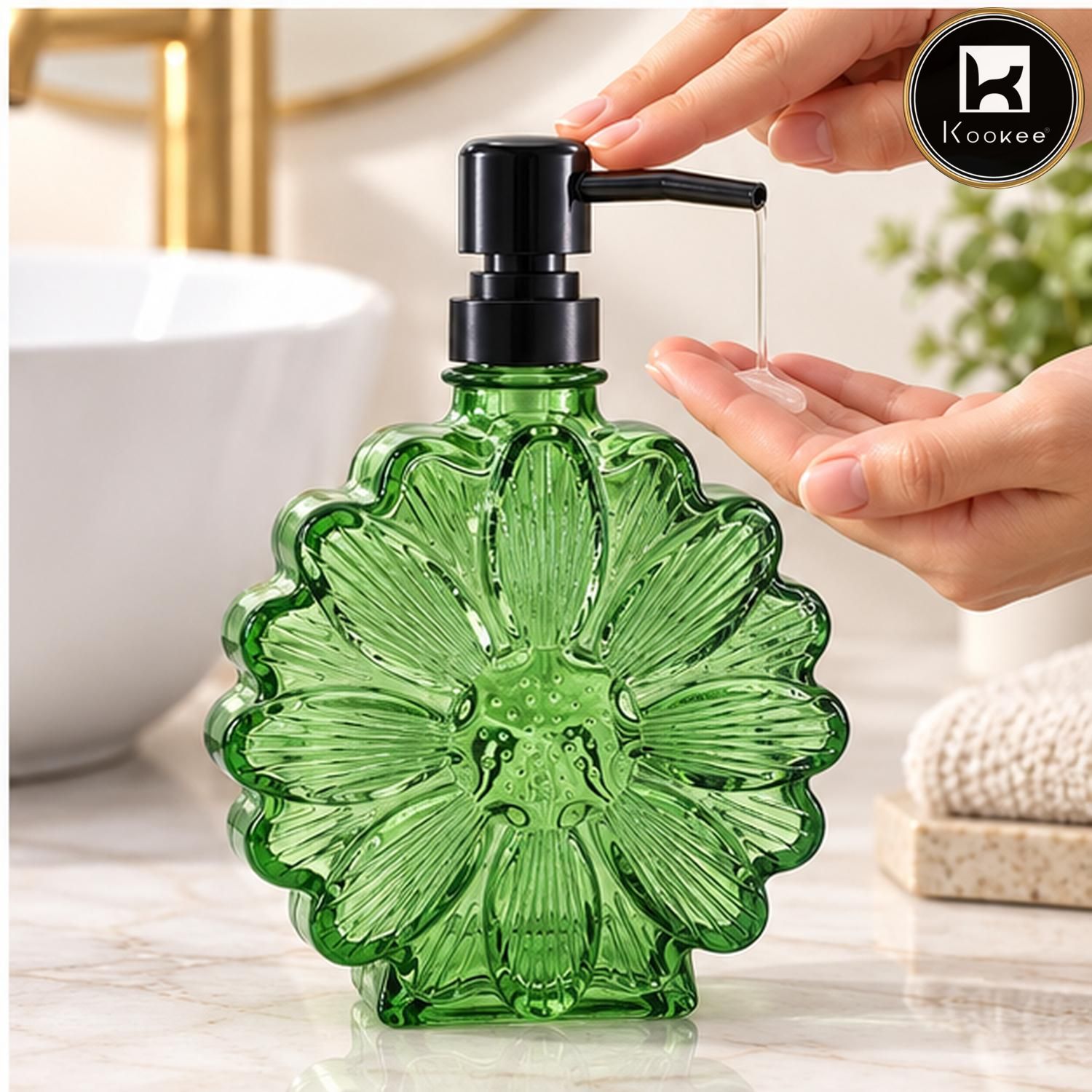 Glass Liquid Soap Dispenser for Bathroom, Set of 1