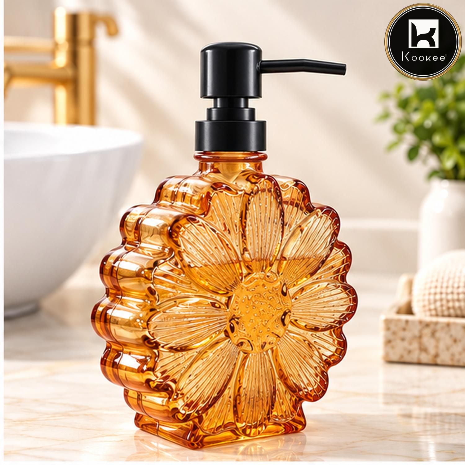 Glass Liquid Soap Dispenser for Bathroom, Set of 1