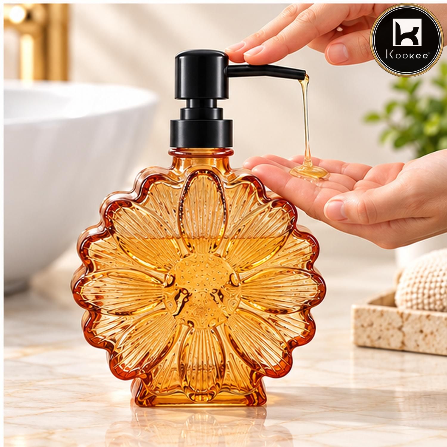 Glass Liquid Soap Dispenser for Bathroom, Set of 1
