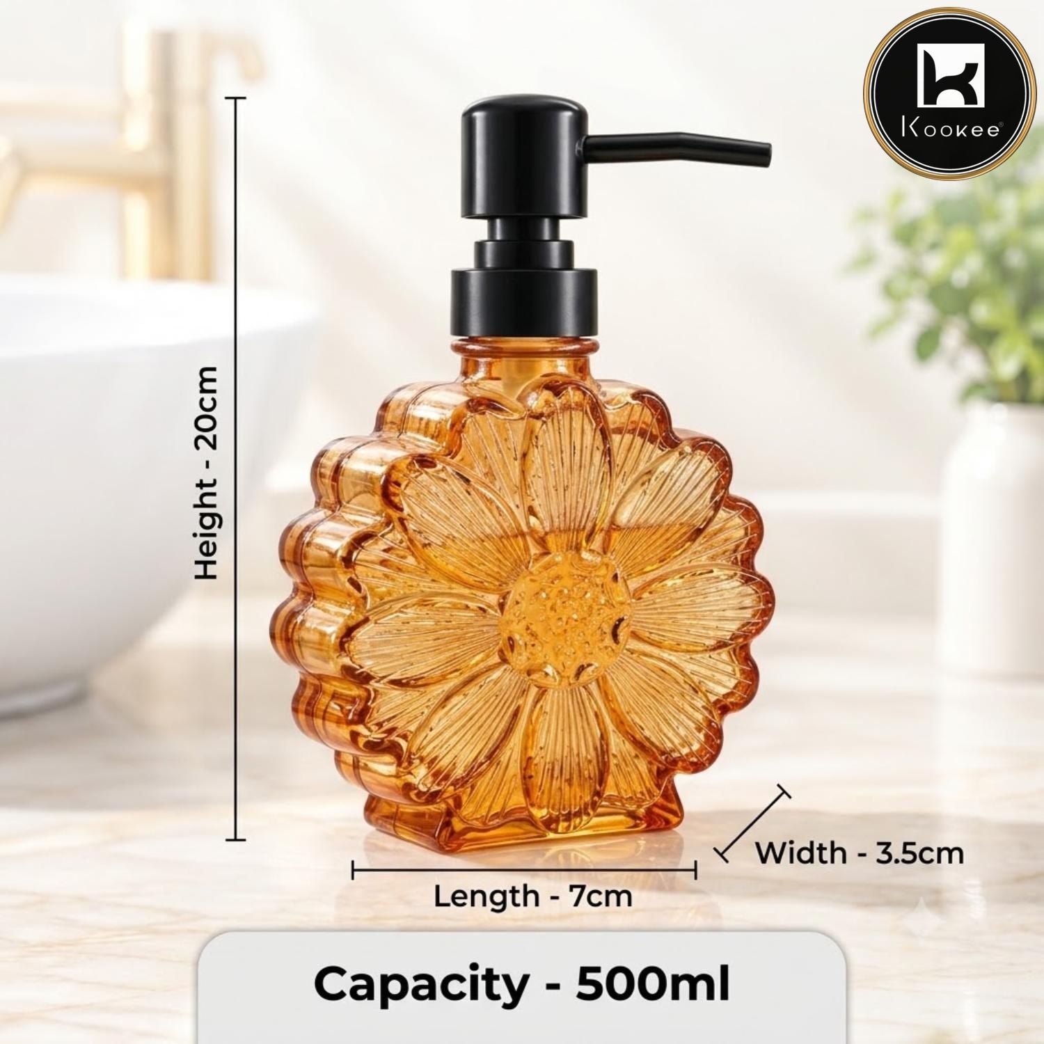 Glass Liquid Soap Dispenser for Bathroom, Set of 1