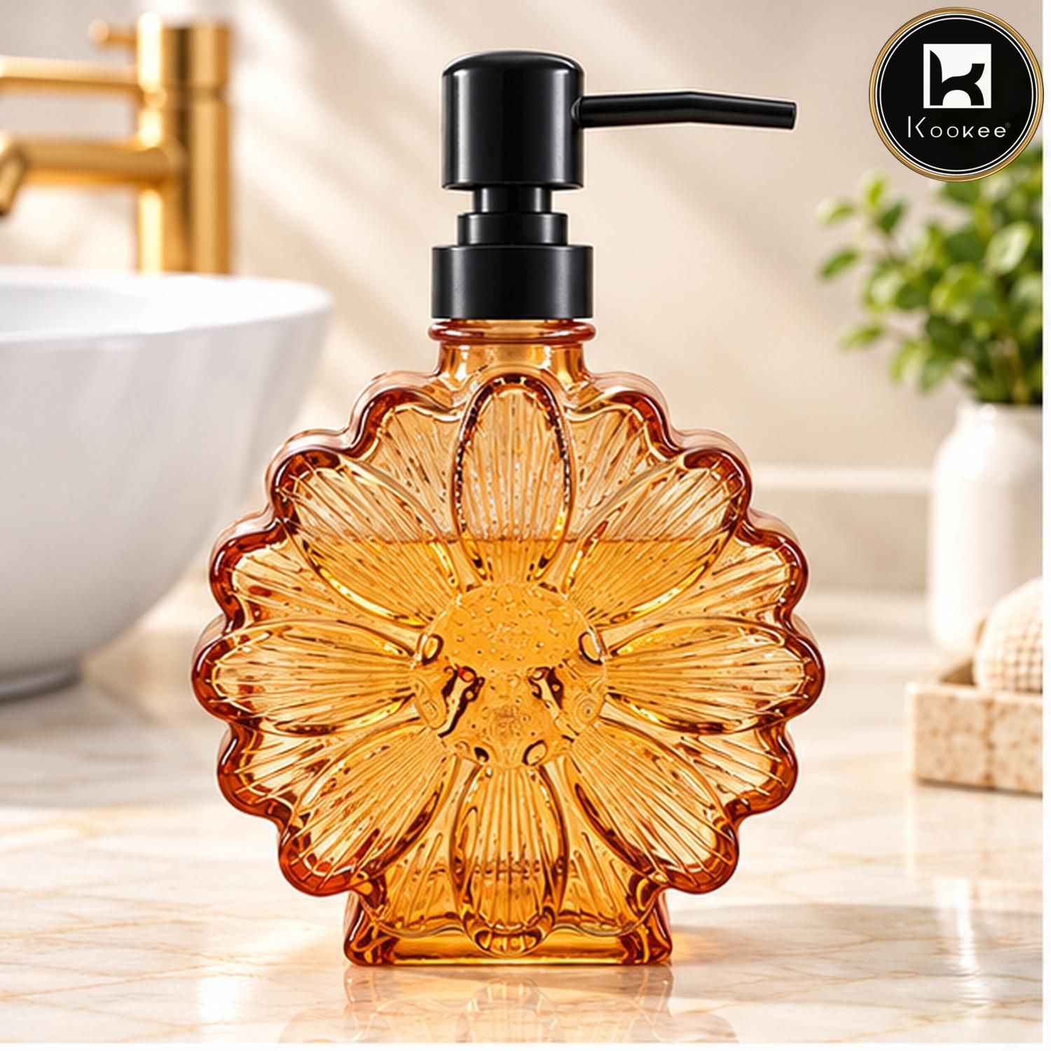Glass Liquid Soap Dispenser for Bathroom, Set of 1