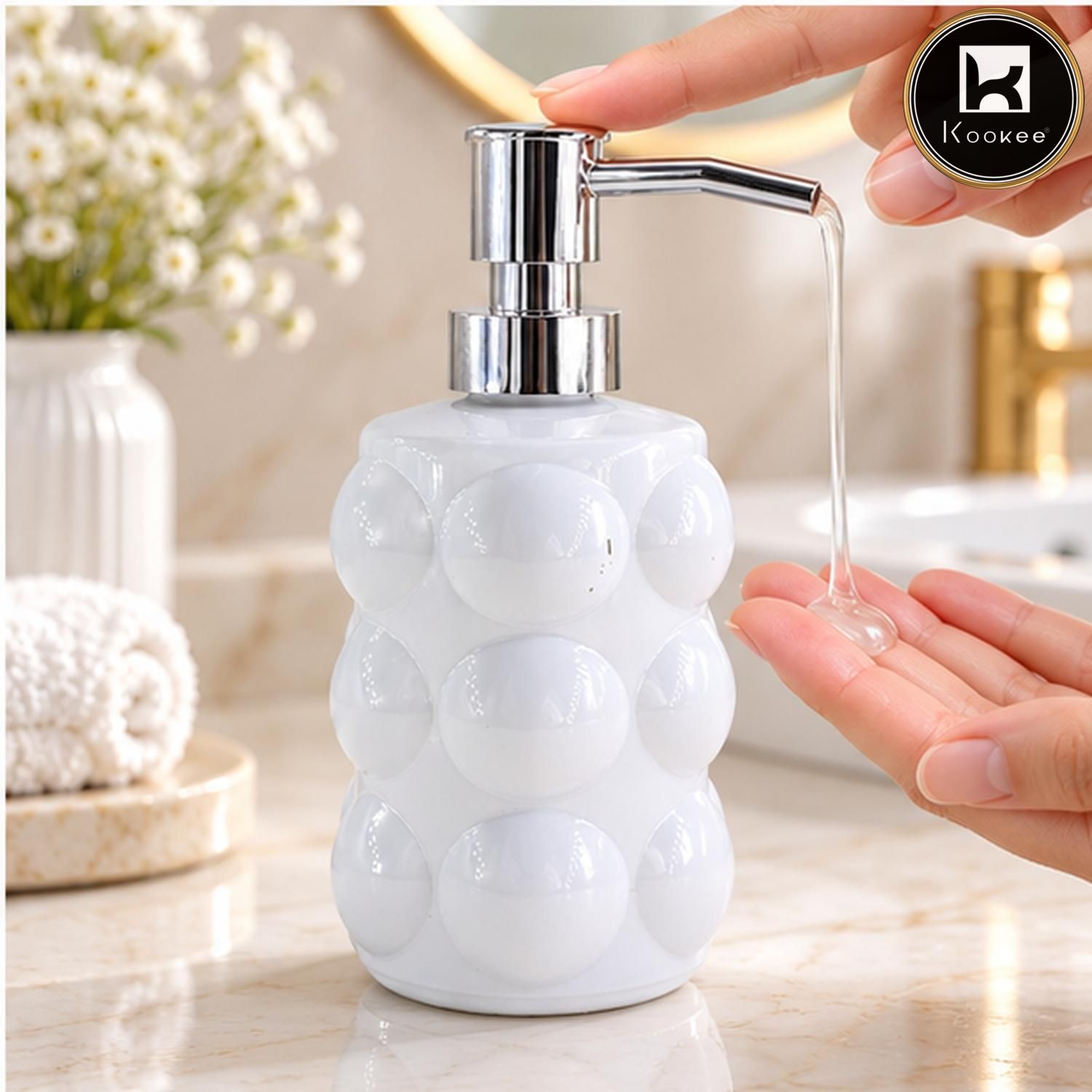 Glass Liquid Soap Dispenser for Bathroom, Set of 1