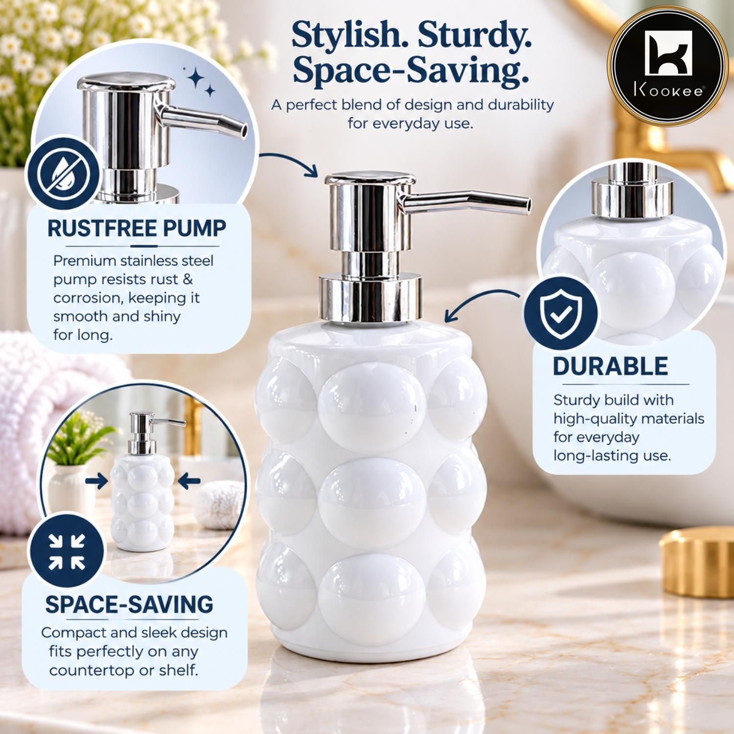 Glass Liquid Soap Dispenser for Bathroom, Set of 1