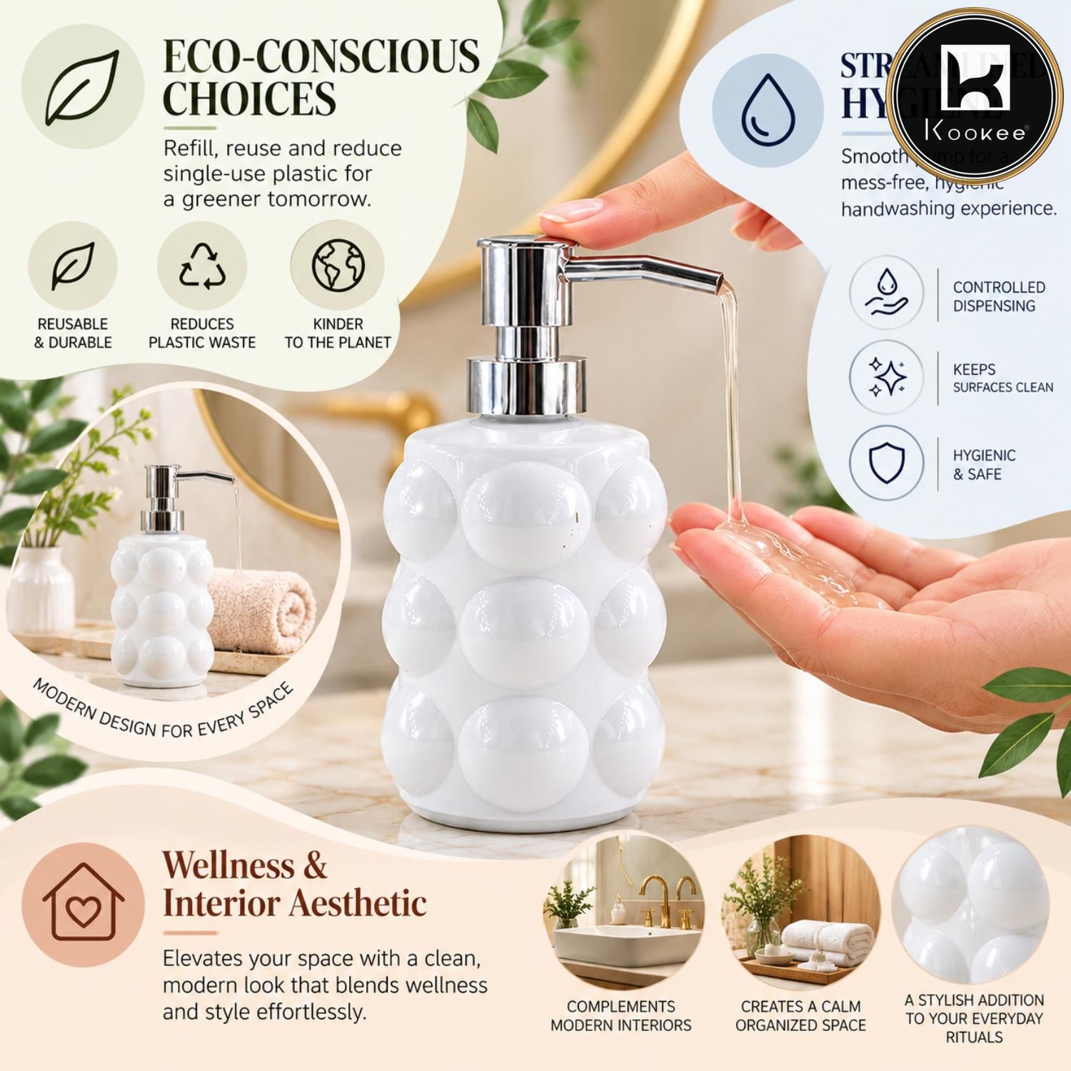 Glass Liquid Soap Dispenser for Bathroom, Set of 1