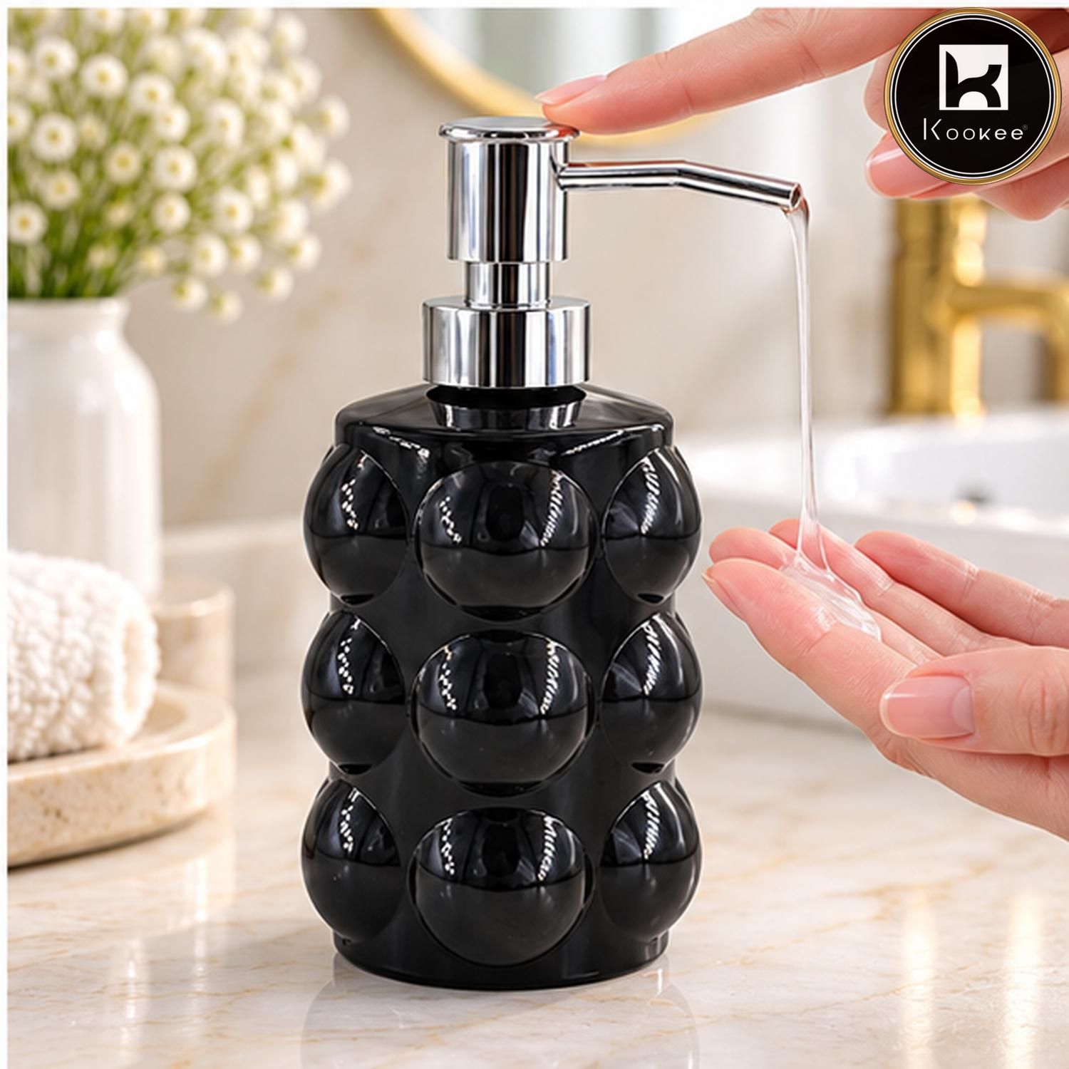Glass Liquid Soap Dispenser for Bathroom, Set of 1