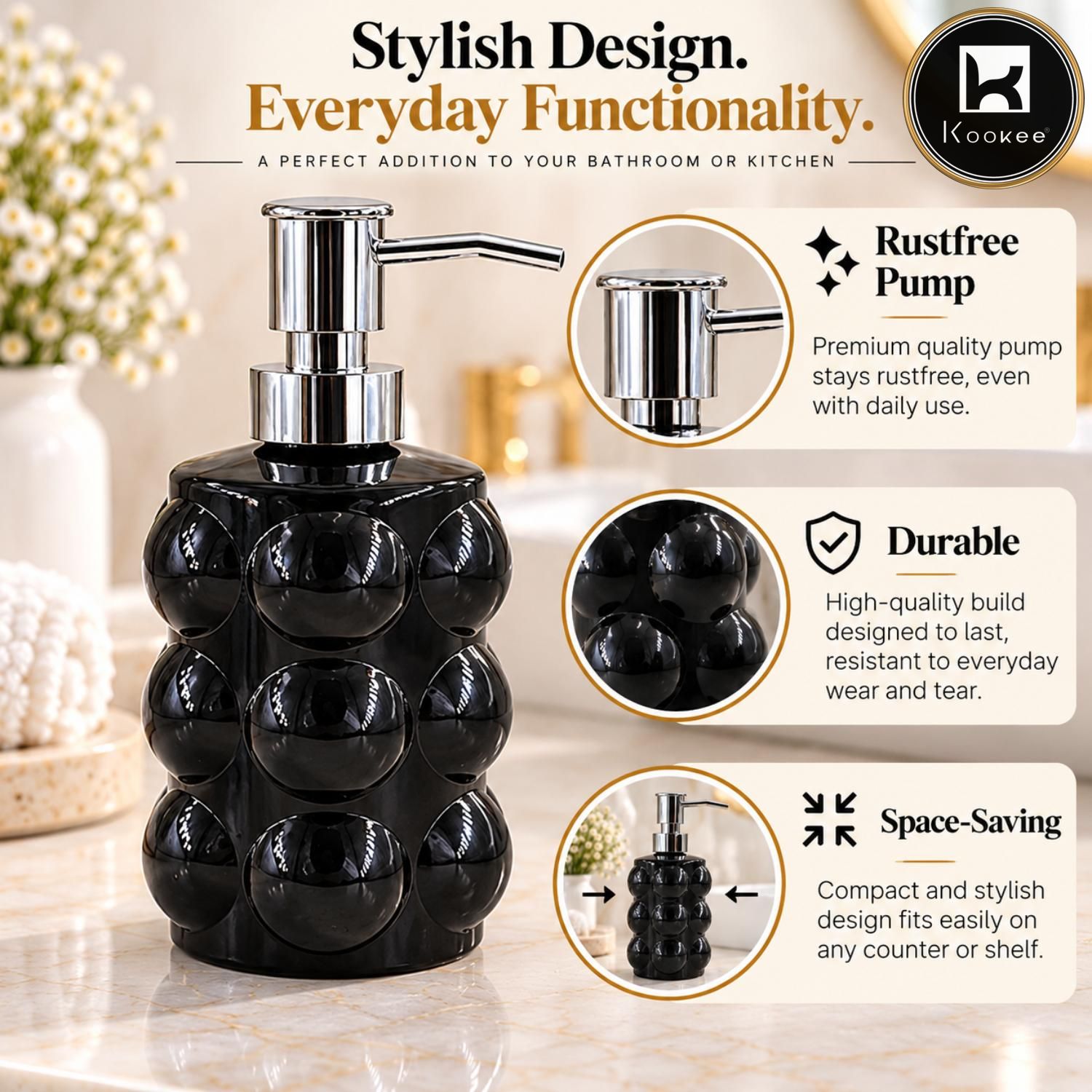 Glass Liquid Soap Dispenser for Bathroom, Set of 1