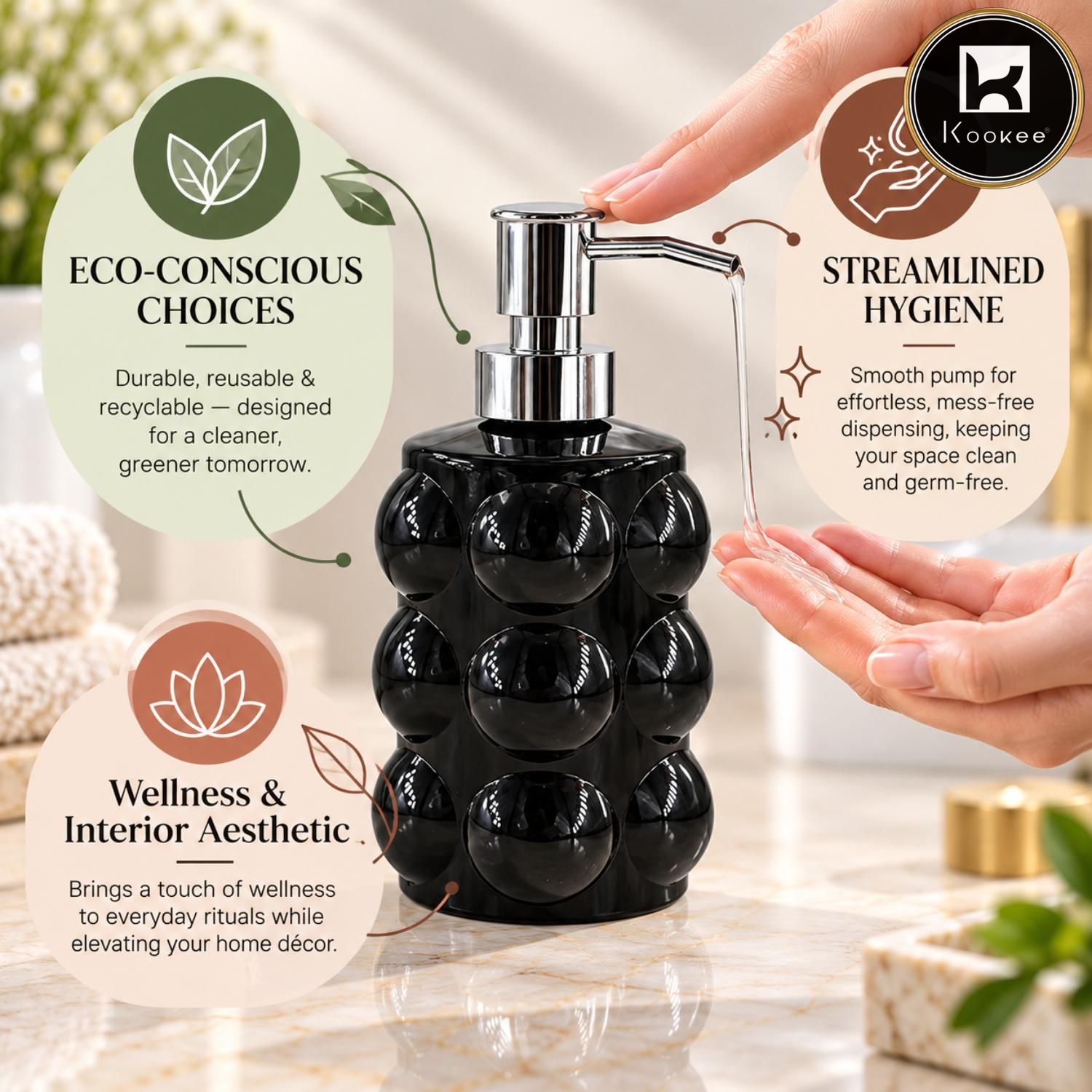 Glass Liquid Soap Dispenser for Bathroom, Set of 1
