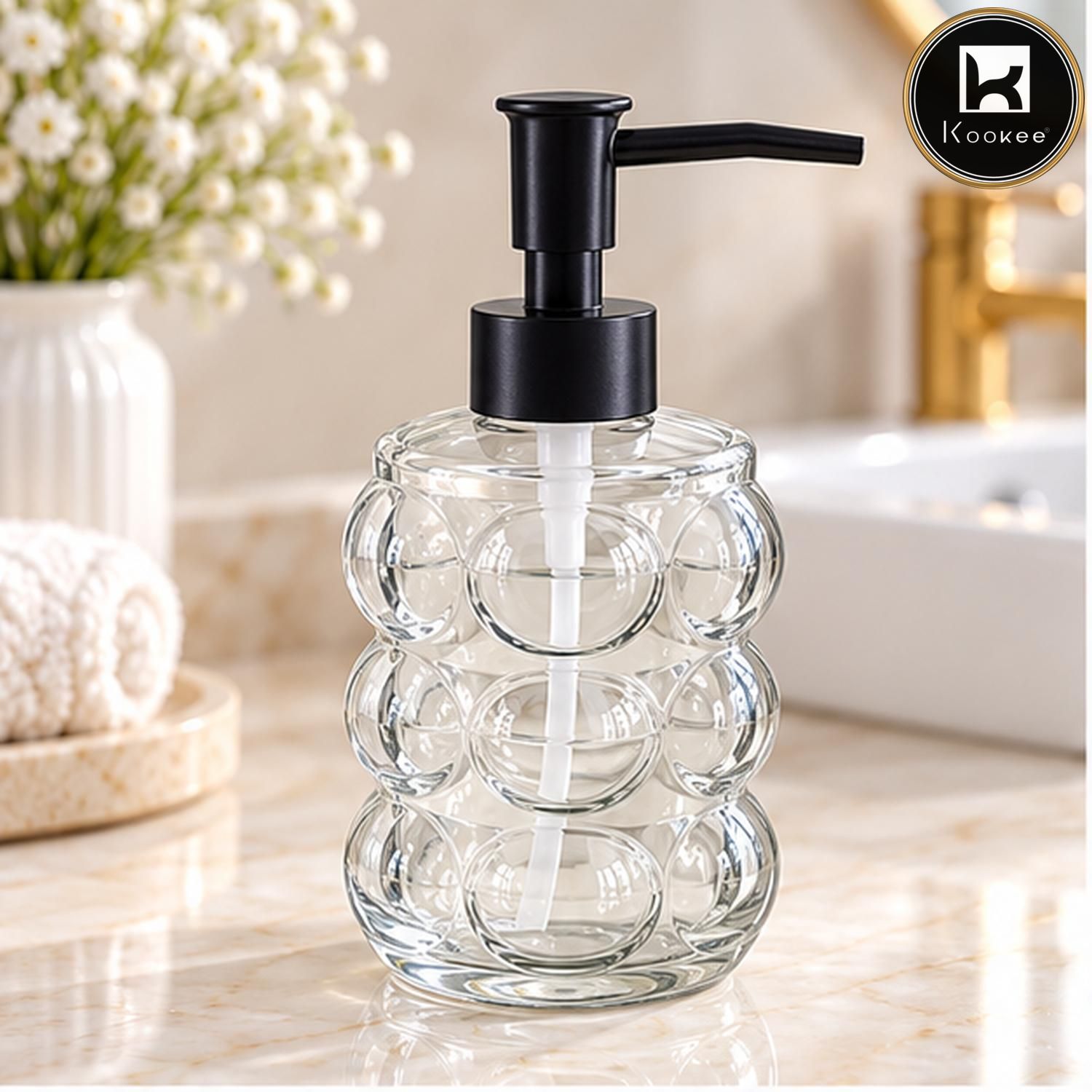 Glass Liquid Soap Dispenser for Bathroom, Set of 1