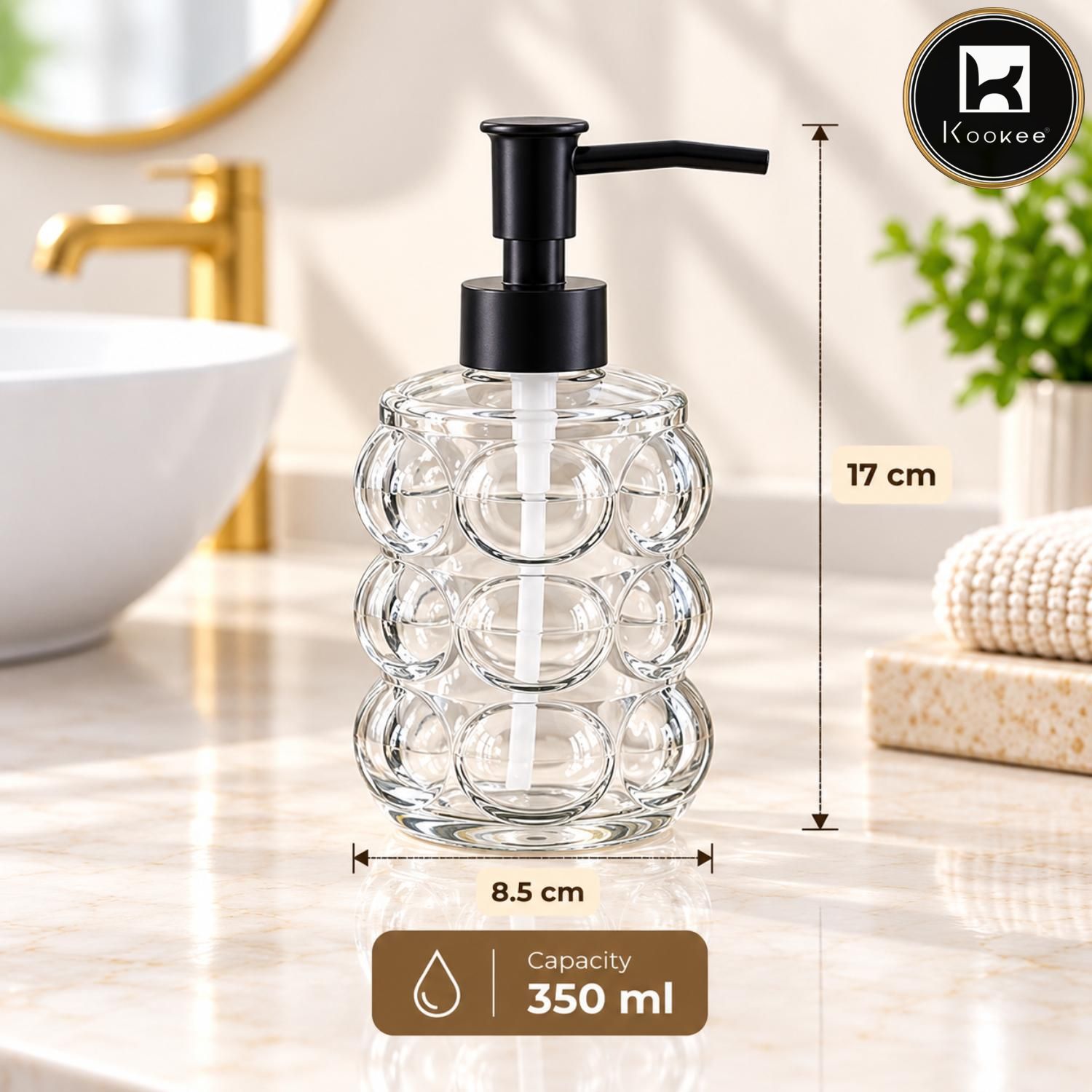 Glass Liquid Soap Dispenser for Bathroom, Set of 1