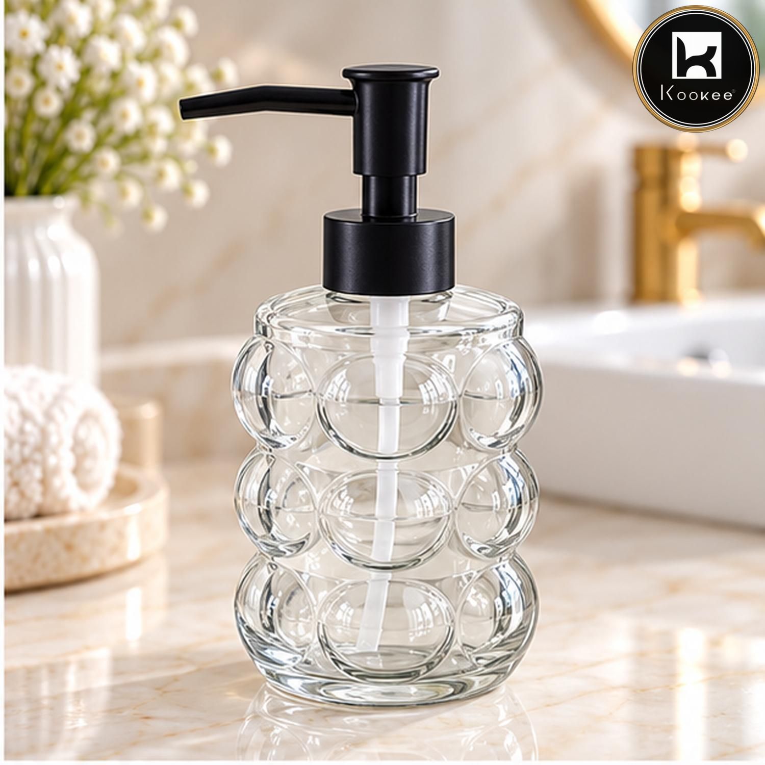 Glass Liquid Soap Dispenser for Bathroom, Set of 1