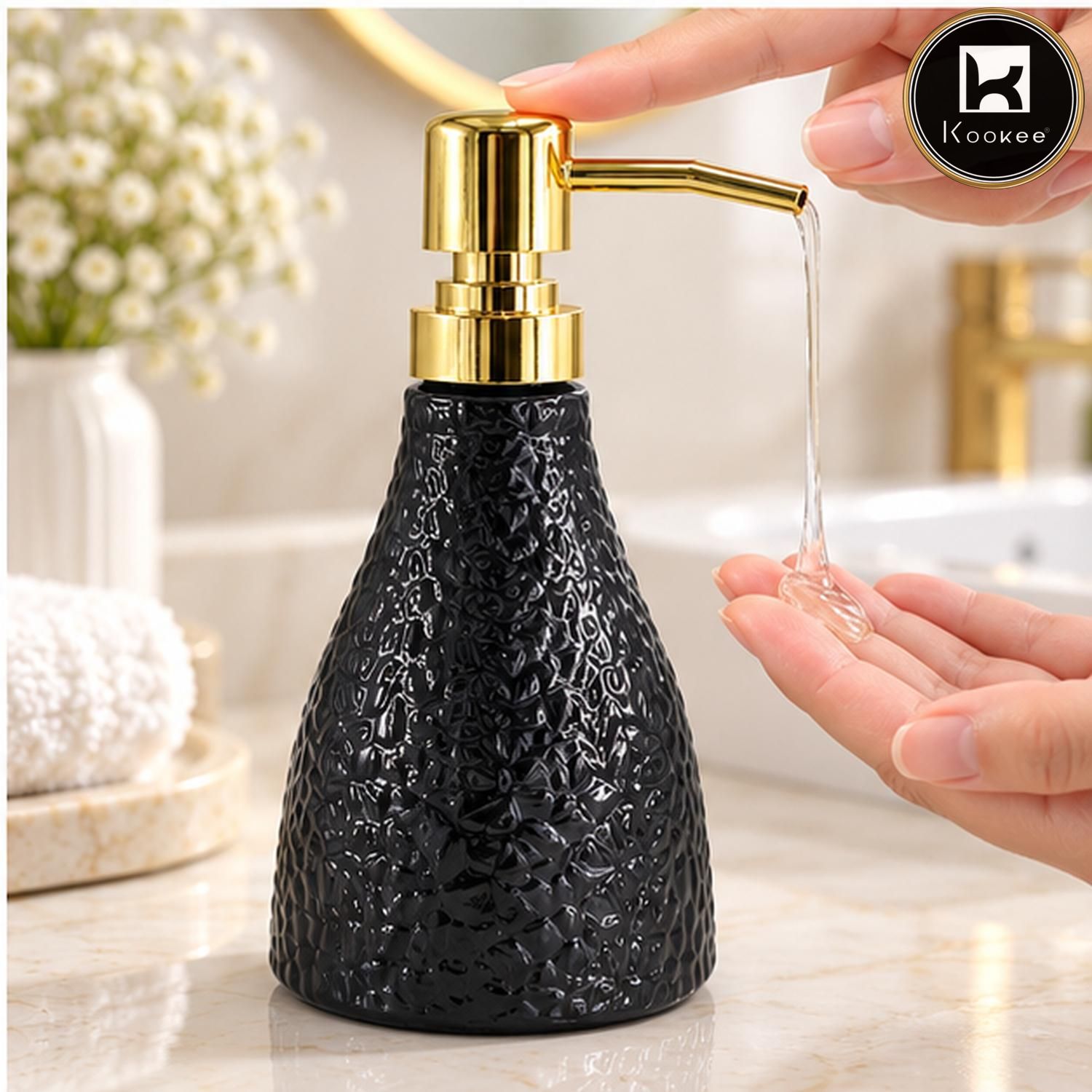 Glass Liquid Soap Dispenser for Bathroom, Set of 1