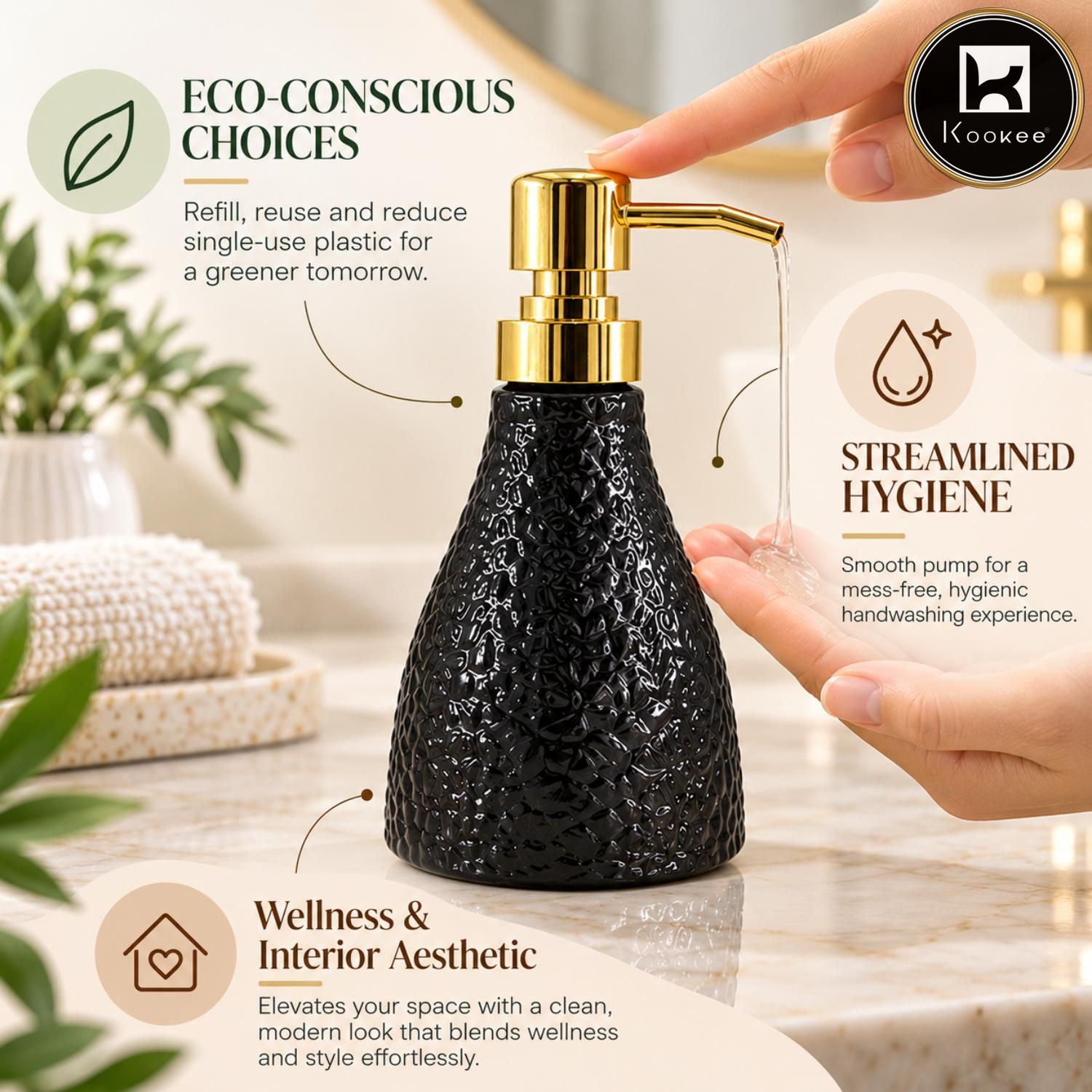 Glass Liquid Soap Dispenser for Bathroom, Set of 1