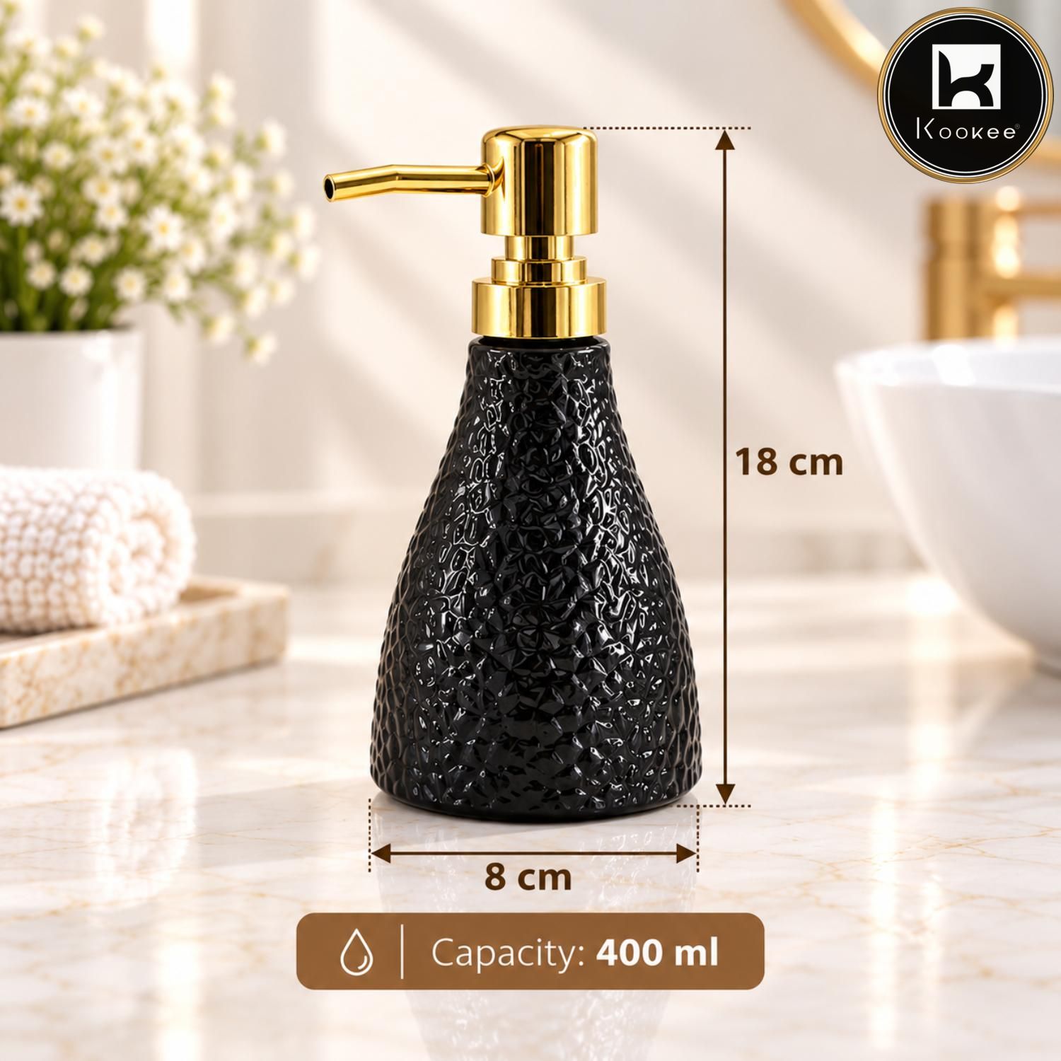 Glass Liquid Soap Dispenser for Bathroom, Set of 1