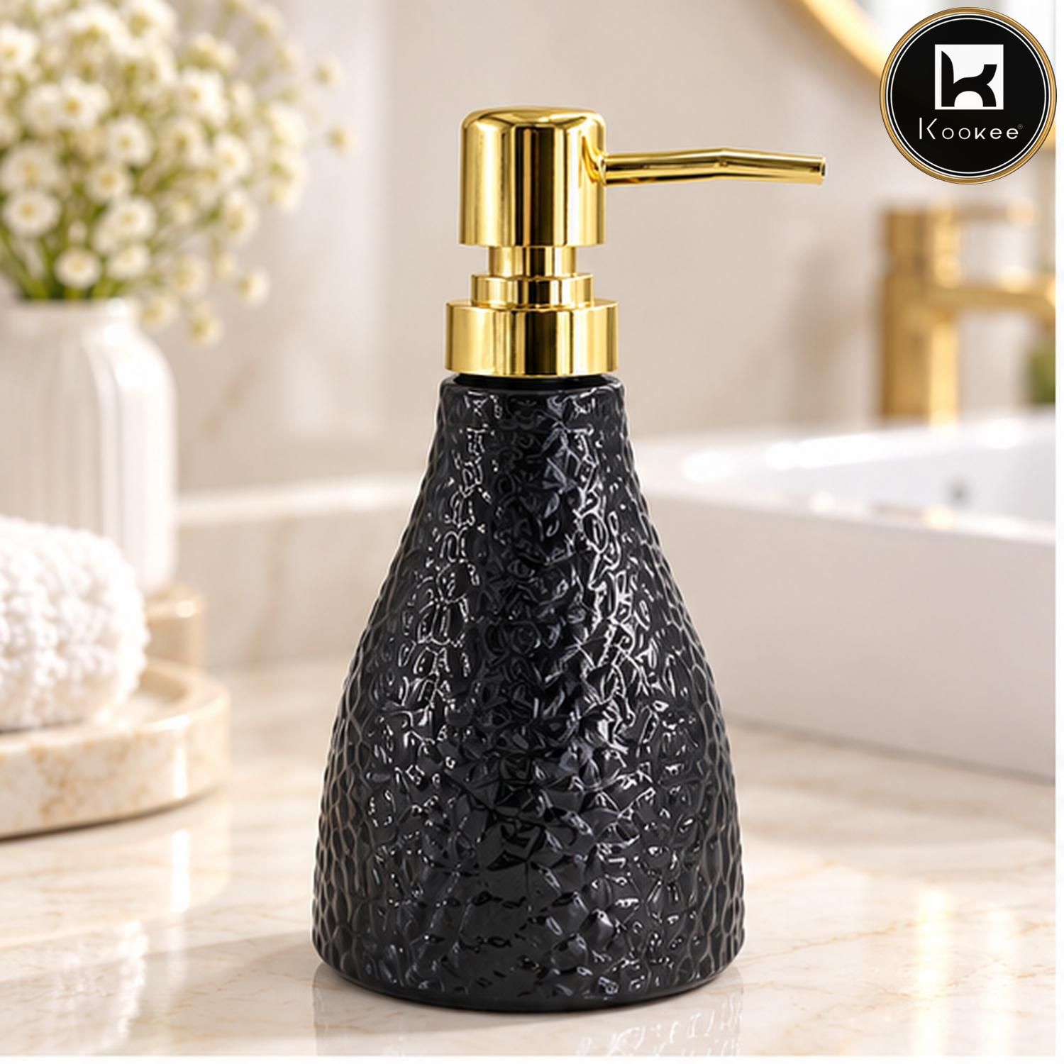 Glass Liquid Soap Dispenser for Bathroom, Set of 1