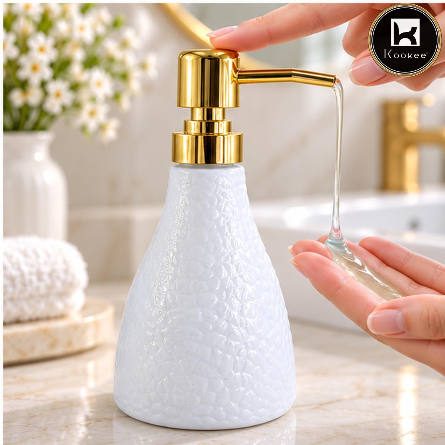 Glass Liquid Soap Dispenser for Bathroom, Set of 1