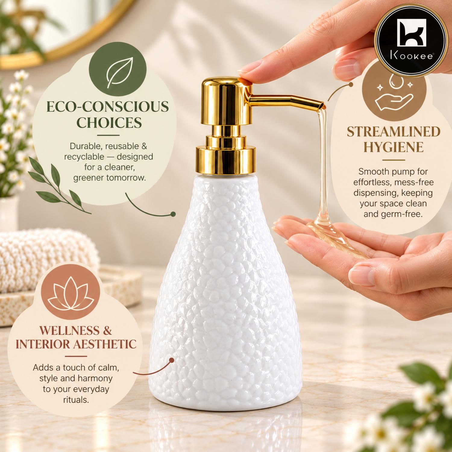 Glass Liquid Soap Dispenser for Bathroom, Set of 1
