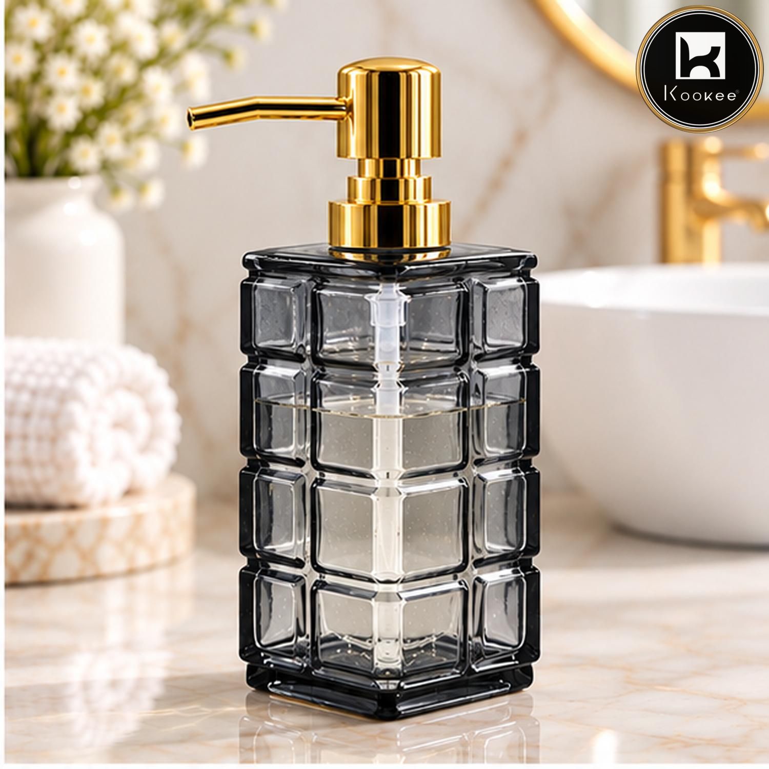 Glass Liquid Soap Dispenser for Bathroom, Set of 1