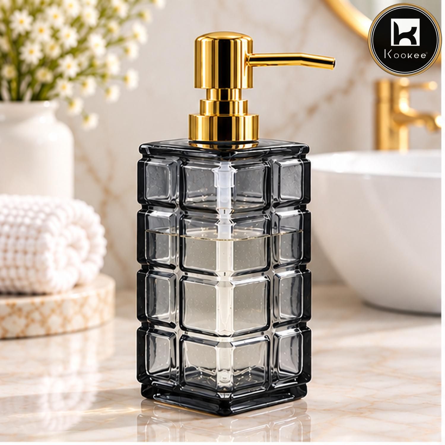 Glass Liquid Soap Dispenser for Bathroom, Set of 1