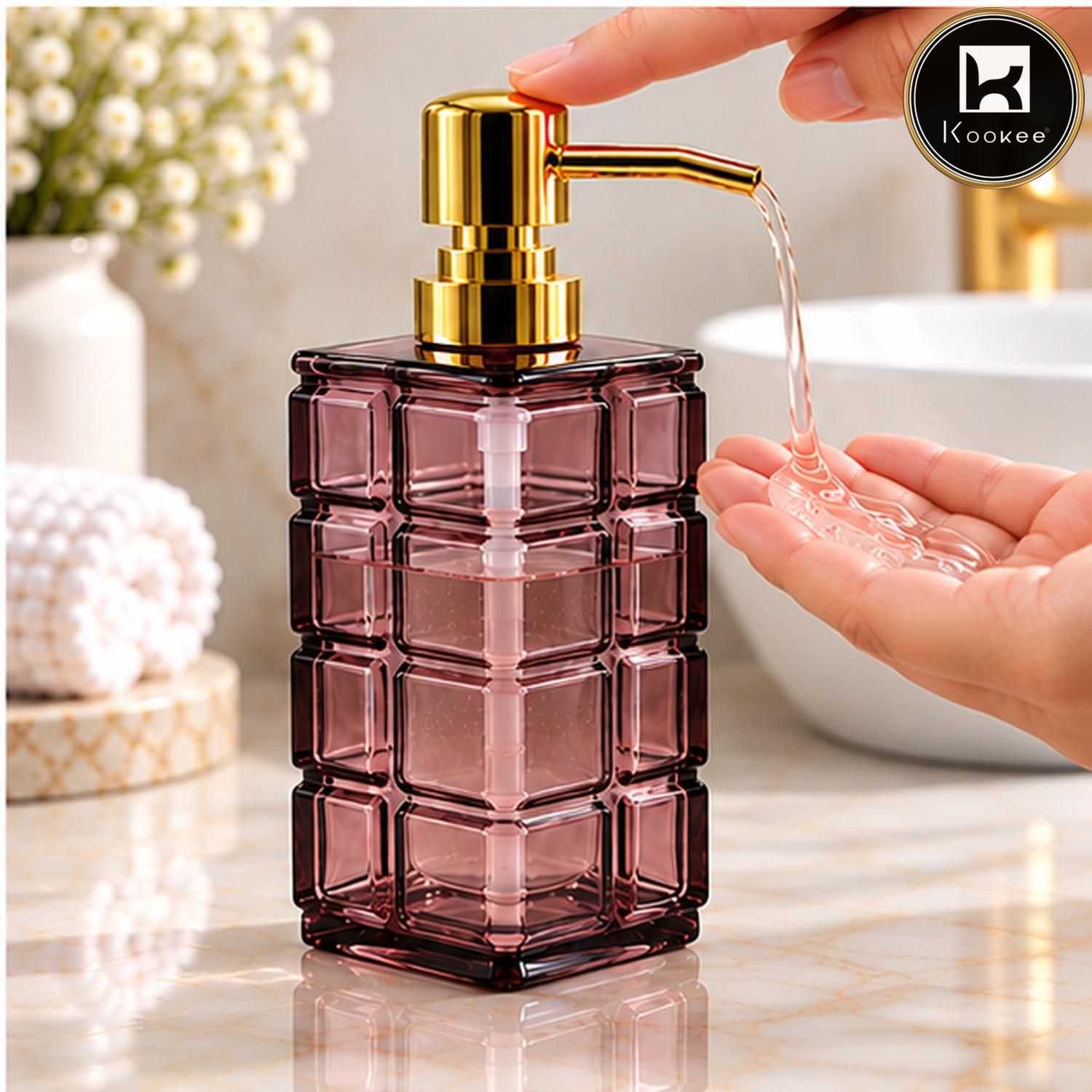 Glass Liquid Soap Dispenser for Bathroom, Set of 1