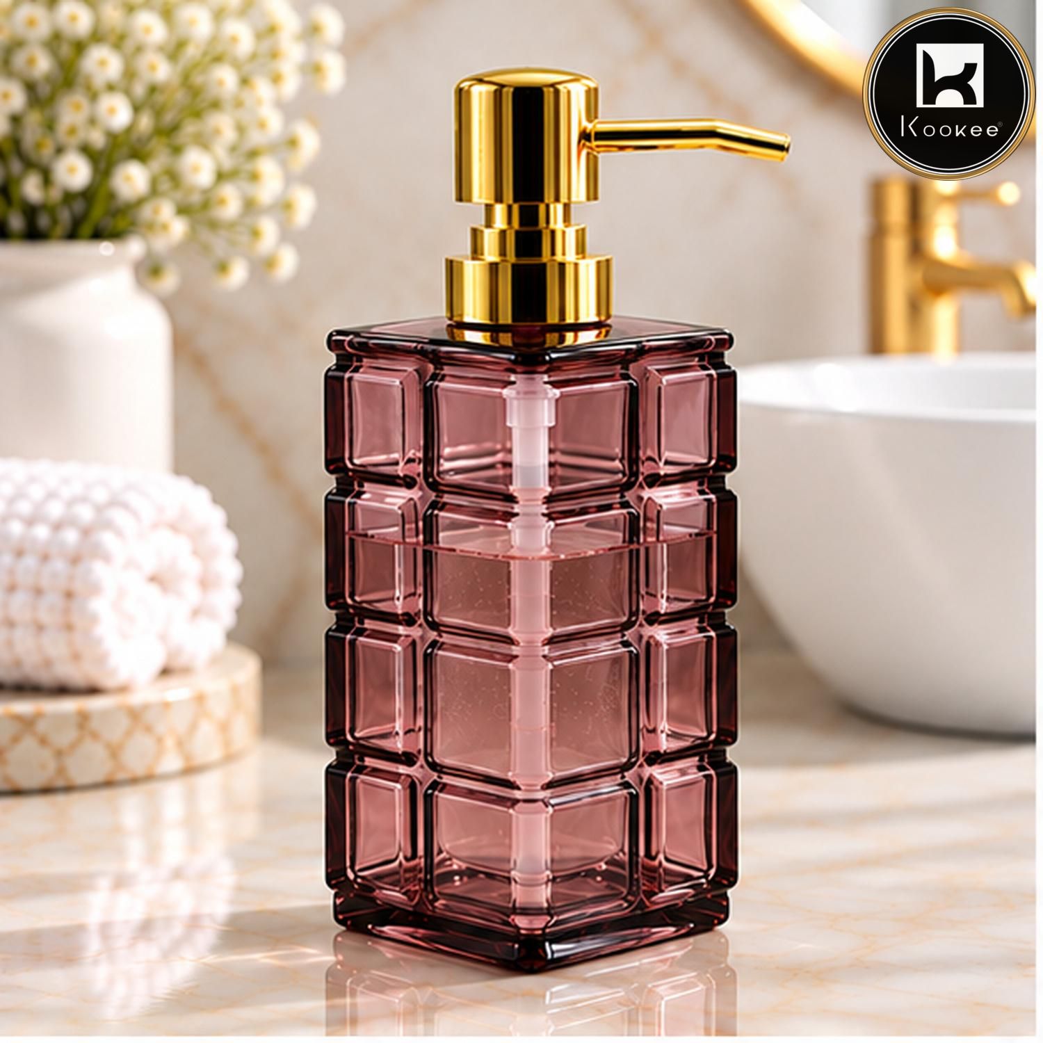 Glass Liquid Soap Dispenser for Bathroom, Set of 1