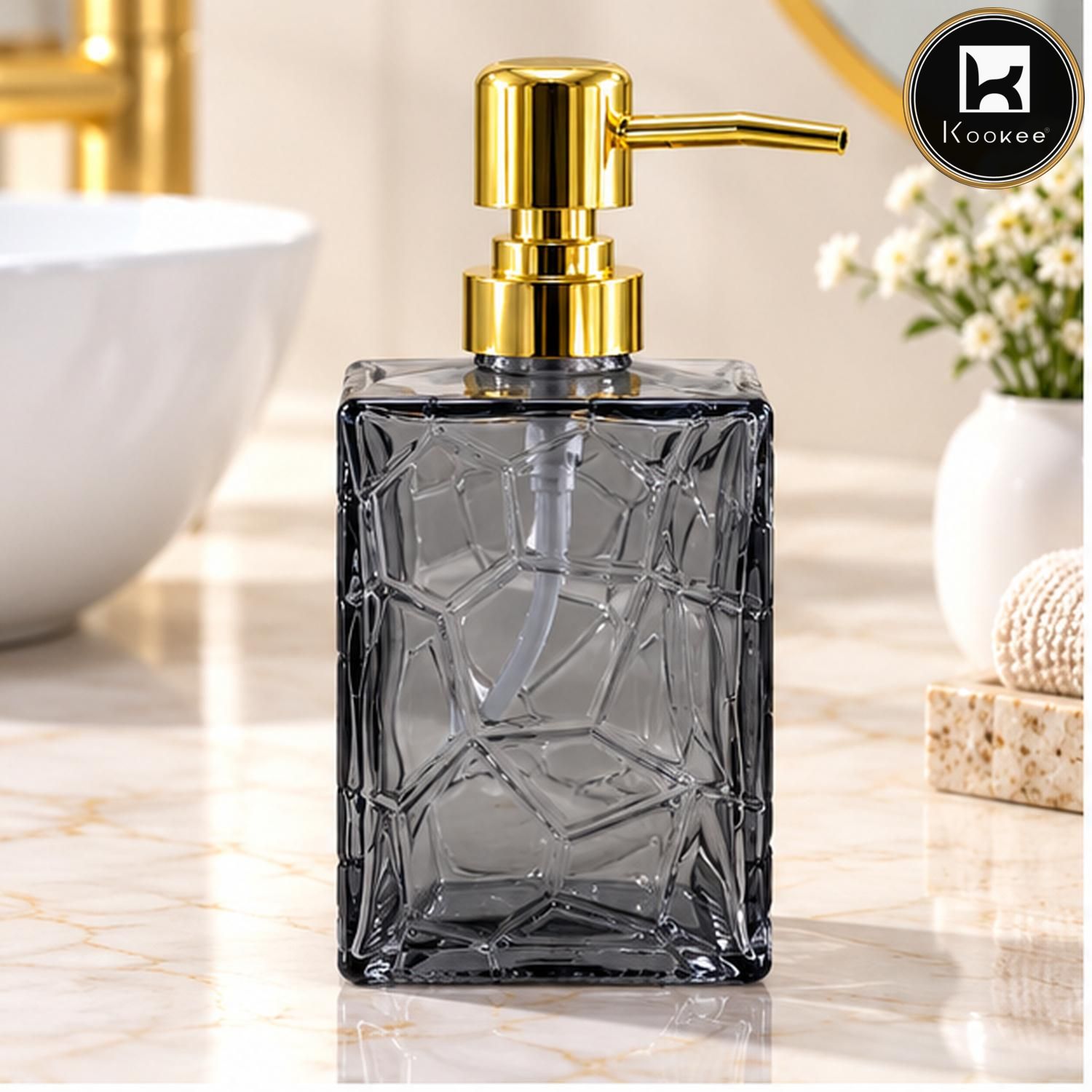 Glass Liquid Soap Dispenser for Bathroom, Set of 1
