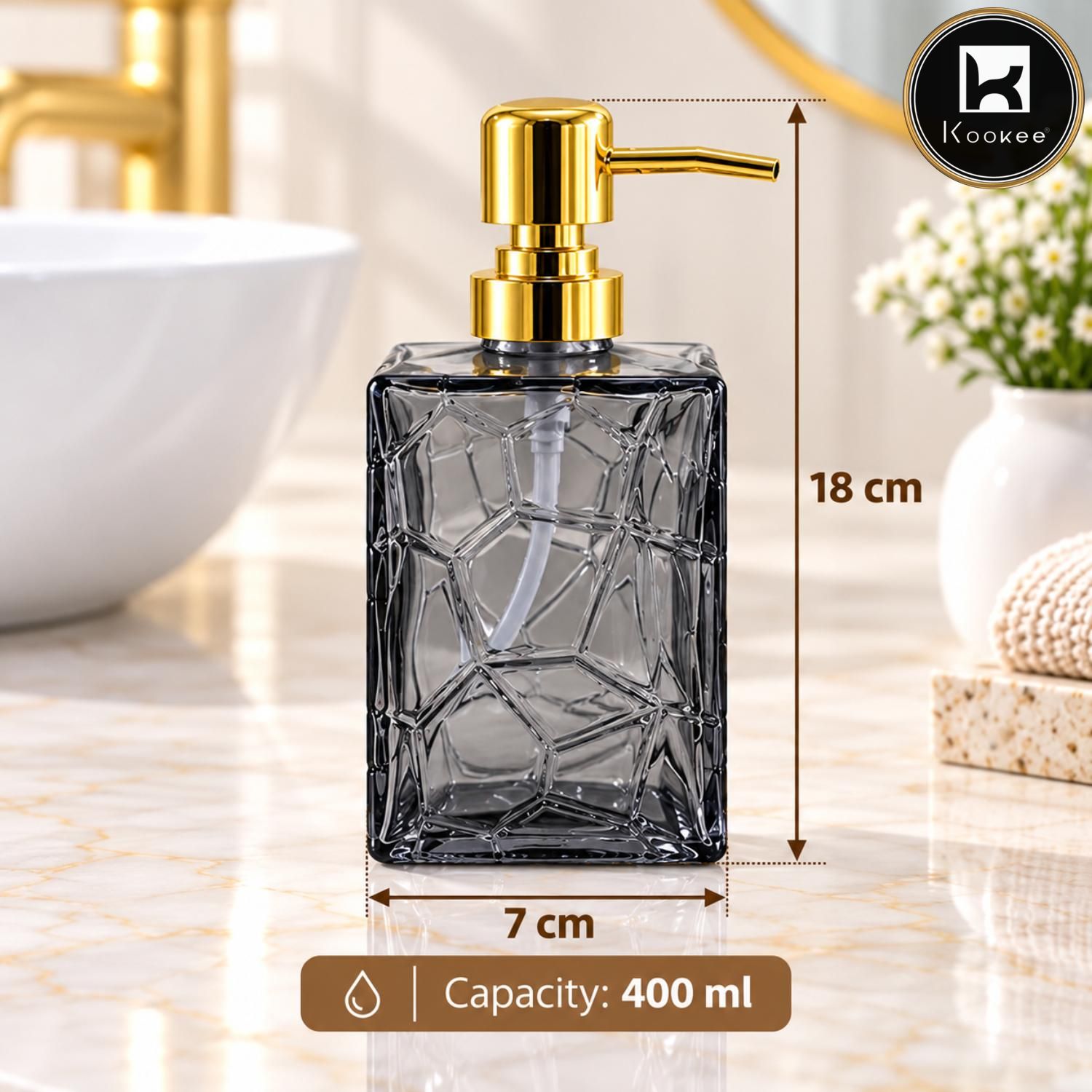 Glass Liquid Soap Dispenser for Bathroom, Set of 1