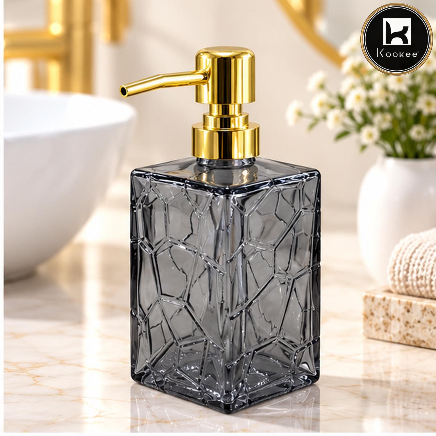 Glass Liquid Soap Dispenser for Bathroom, Set of 1