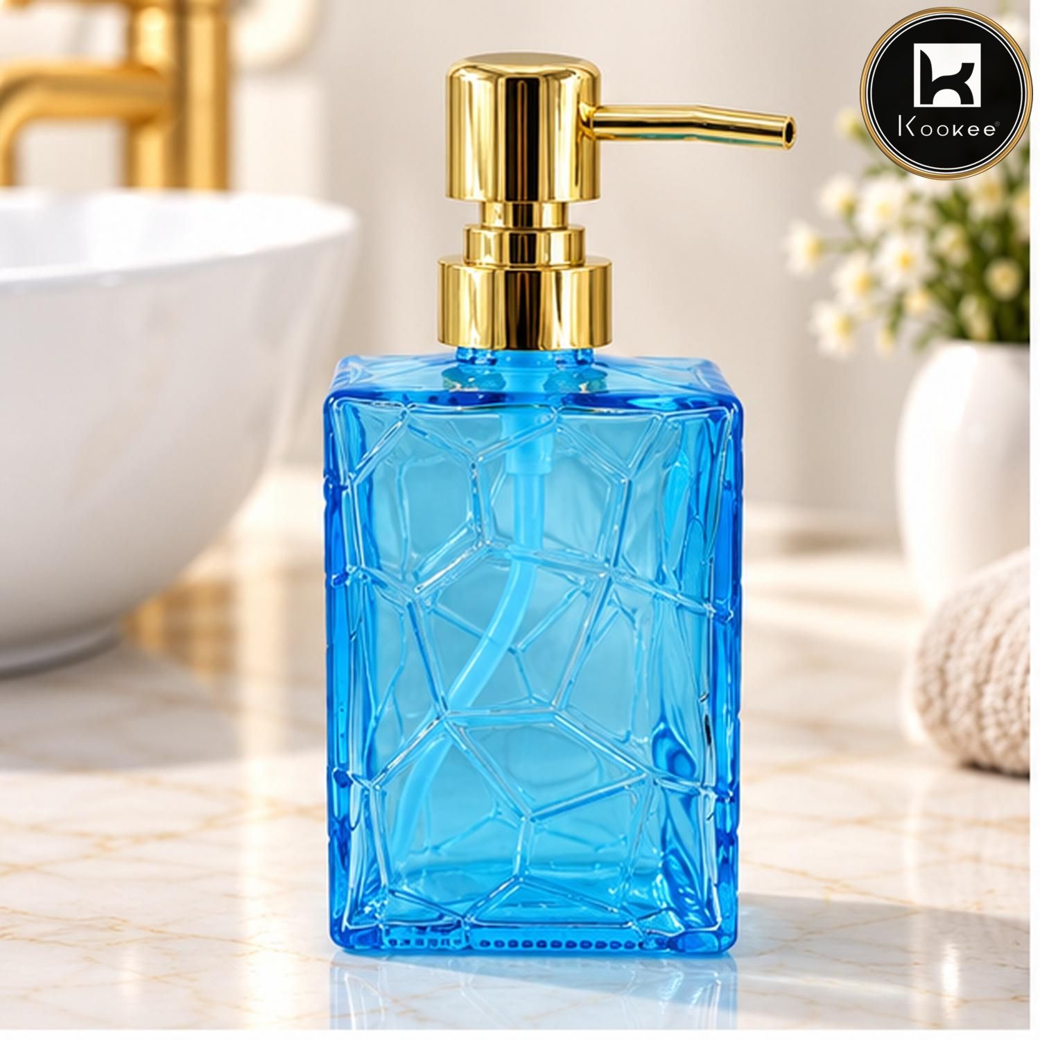 Glass Liquid Soap Dispenser for Bathroom, Set of 1