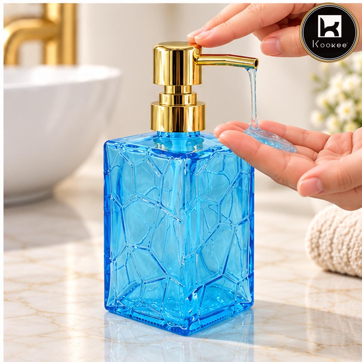 Glass Liquid Soap Dispenser for Bathroom, Set of 1