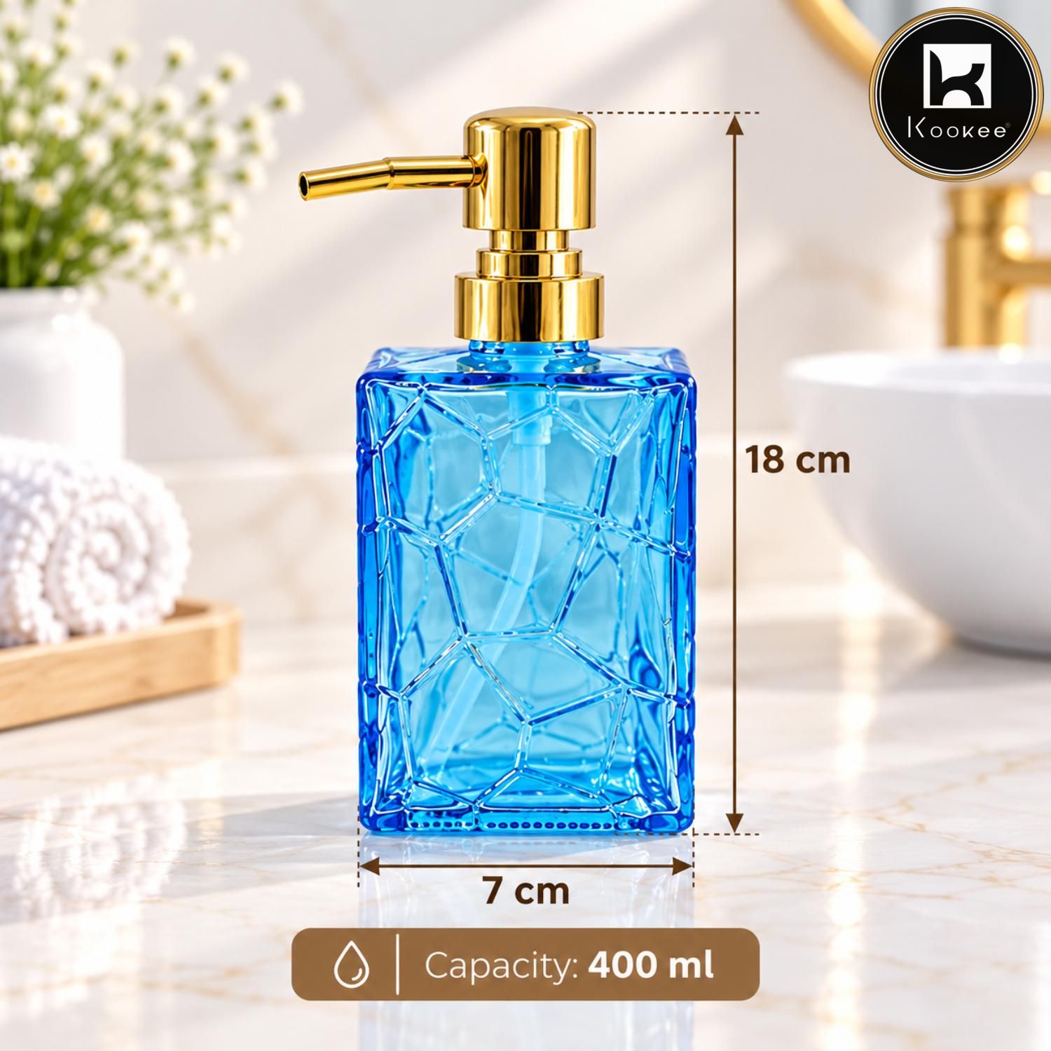 Glass Liquid Soap Dispenser for Bathroom, Set of 1