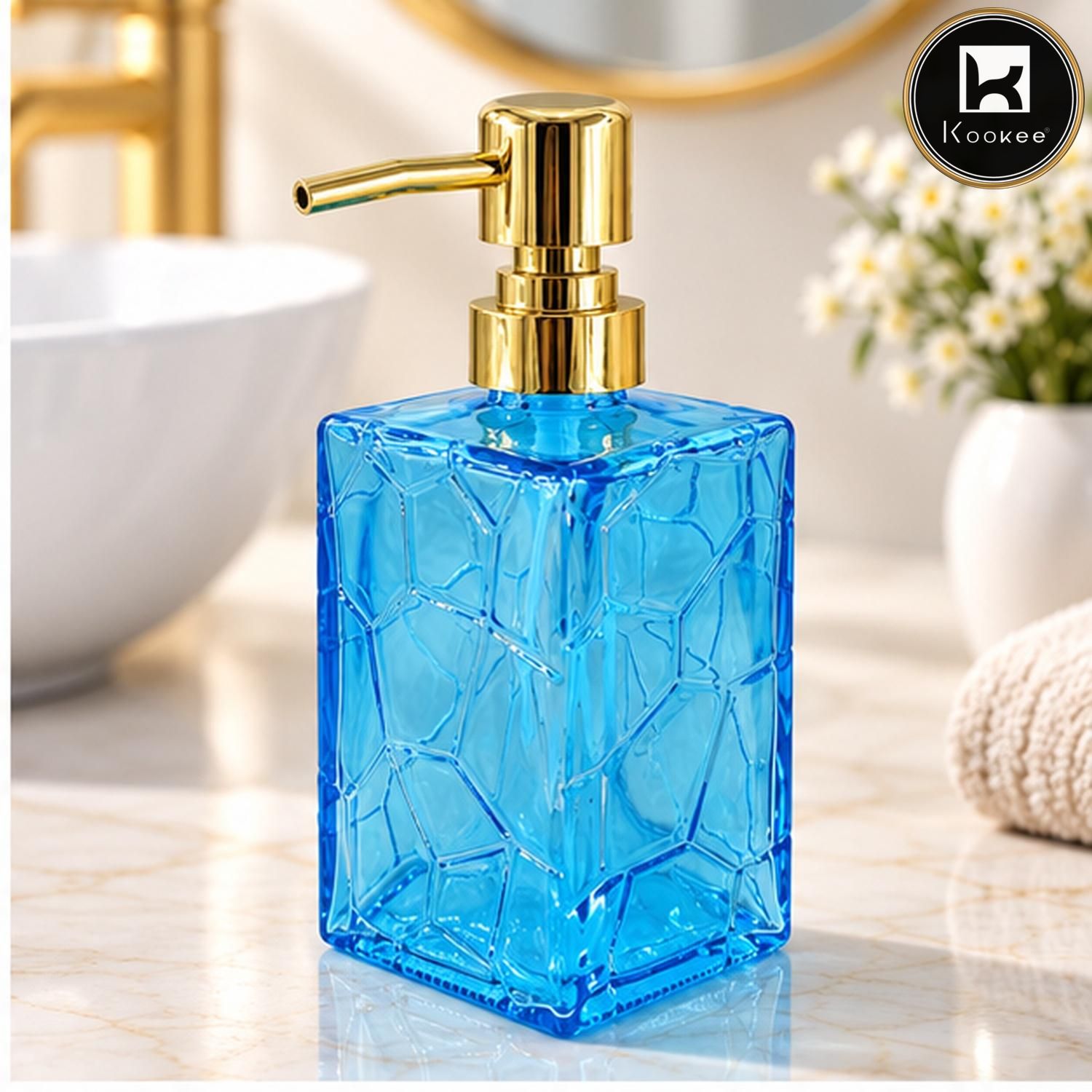 Glass Liquid Soap Dispenser for Bathroom, Set of 1