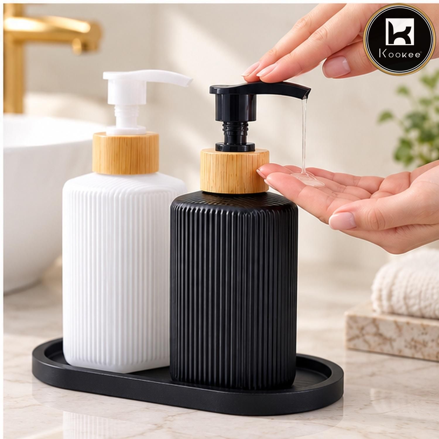 Glass Liquid Soap Dispenser for Bathroom Set of 1 Multicolor (12497)