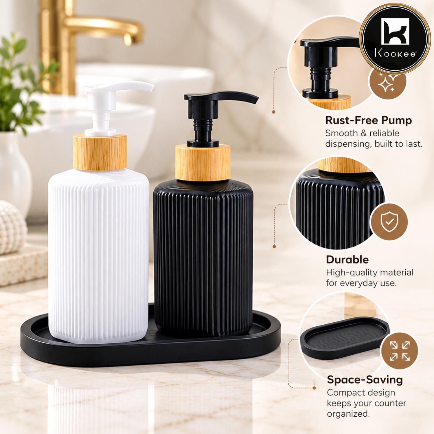 Glass Liquid Soap Dispenser for Bathroom Set of 1 Multicolor (12497)